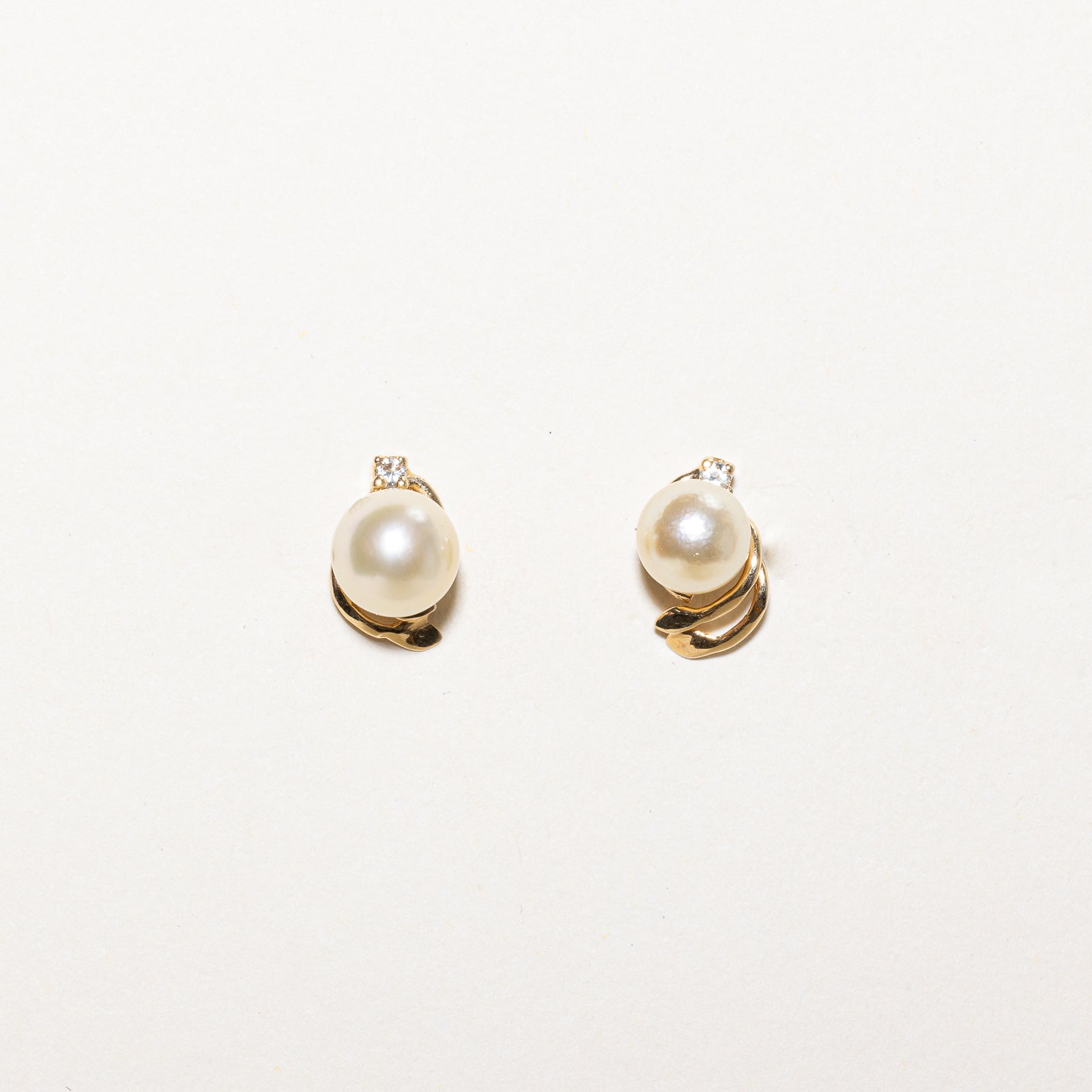 Pearl & Diamond Stud Earrings | 0.04ctw