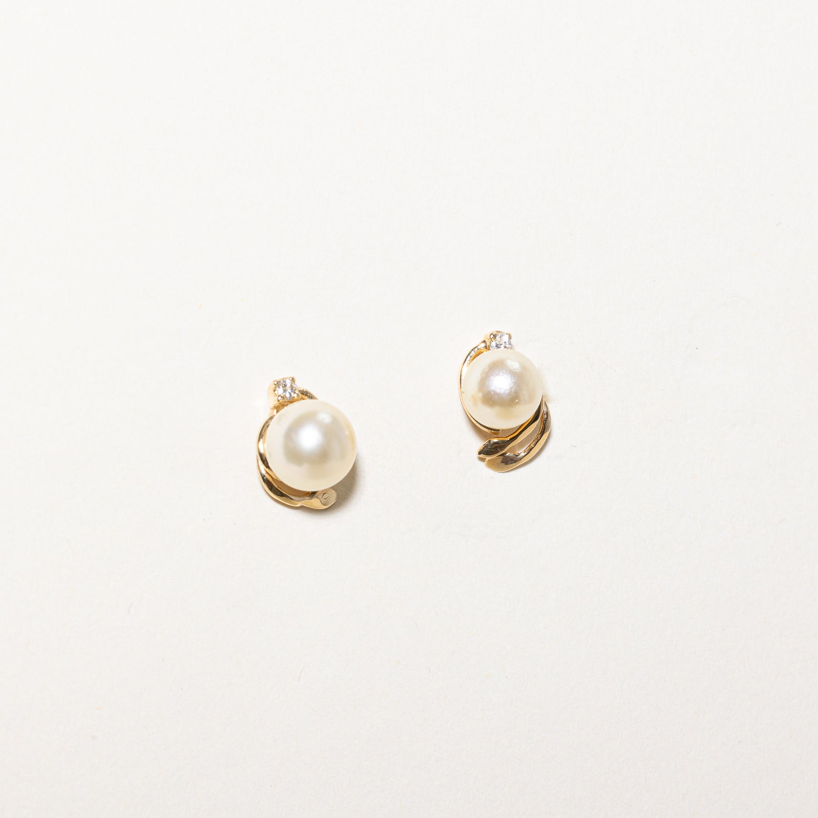Pearl & Diamond Stud Earrings | 0.04ctw