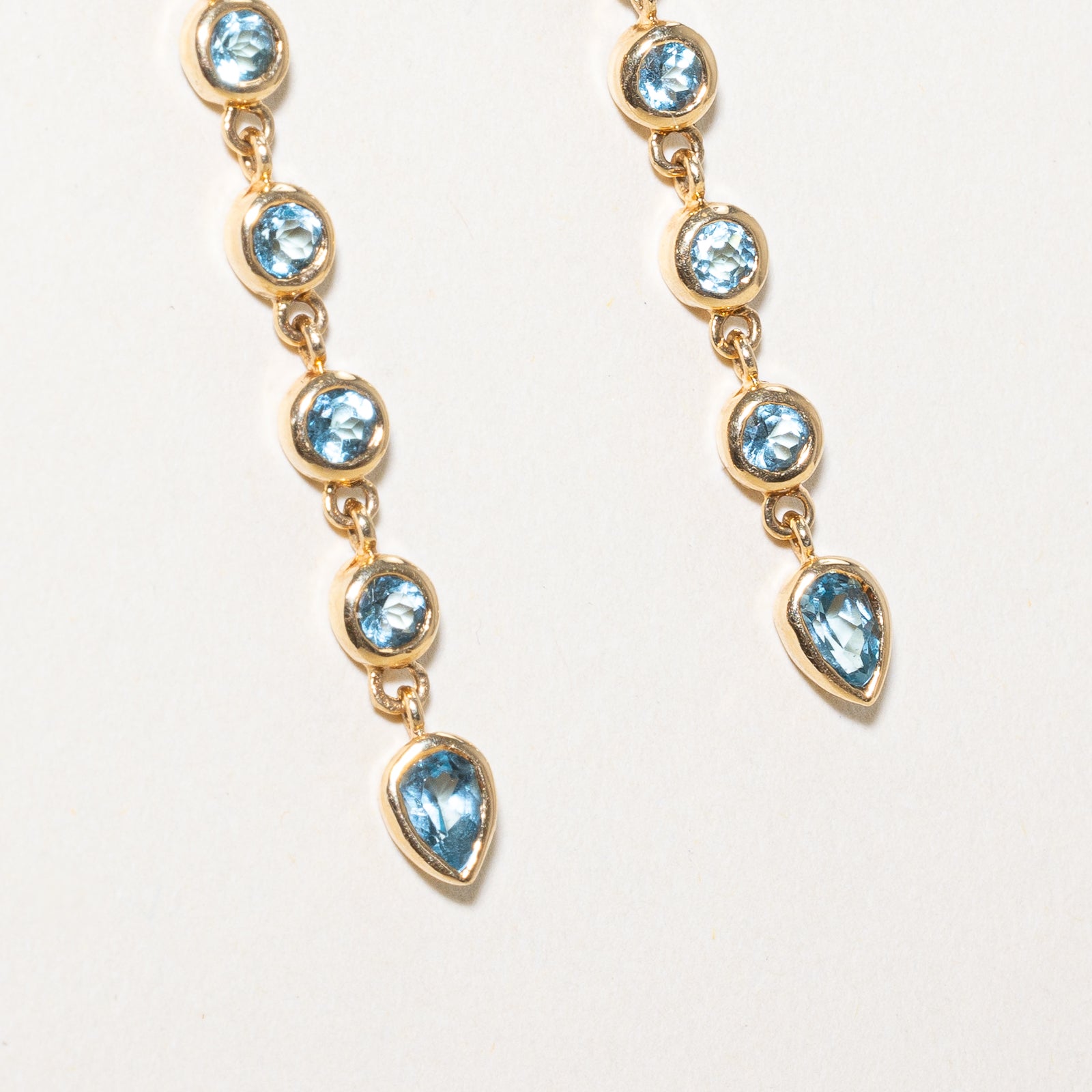 Bezel Set Blue Topaz Dangle Earrings | 1.50ctw