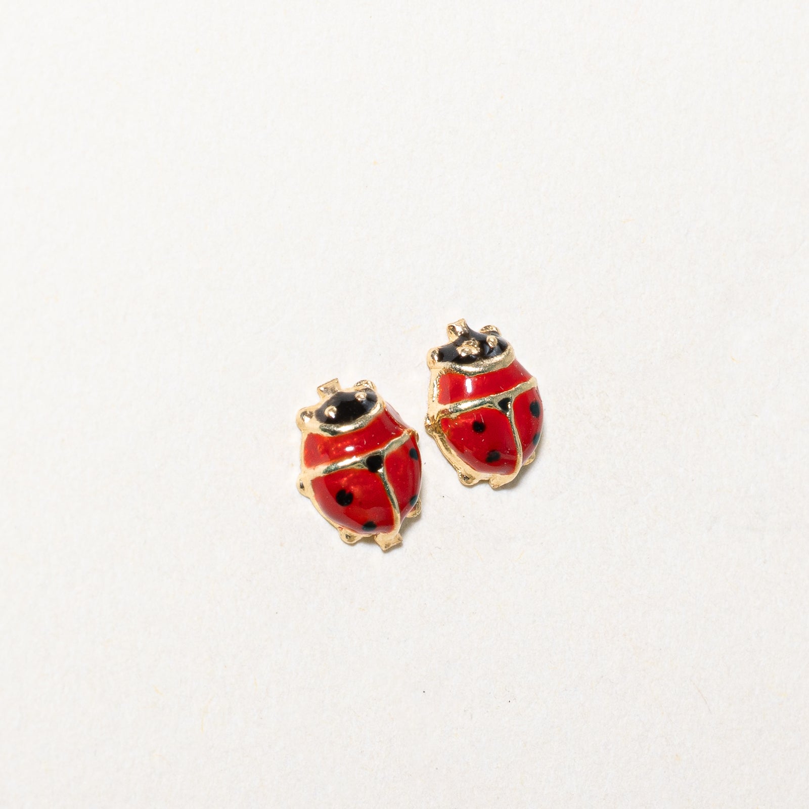 14K Yellow Gold Lady Bug Stud Earrings
