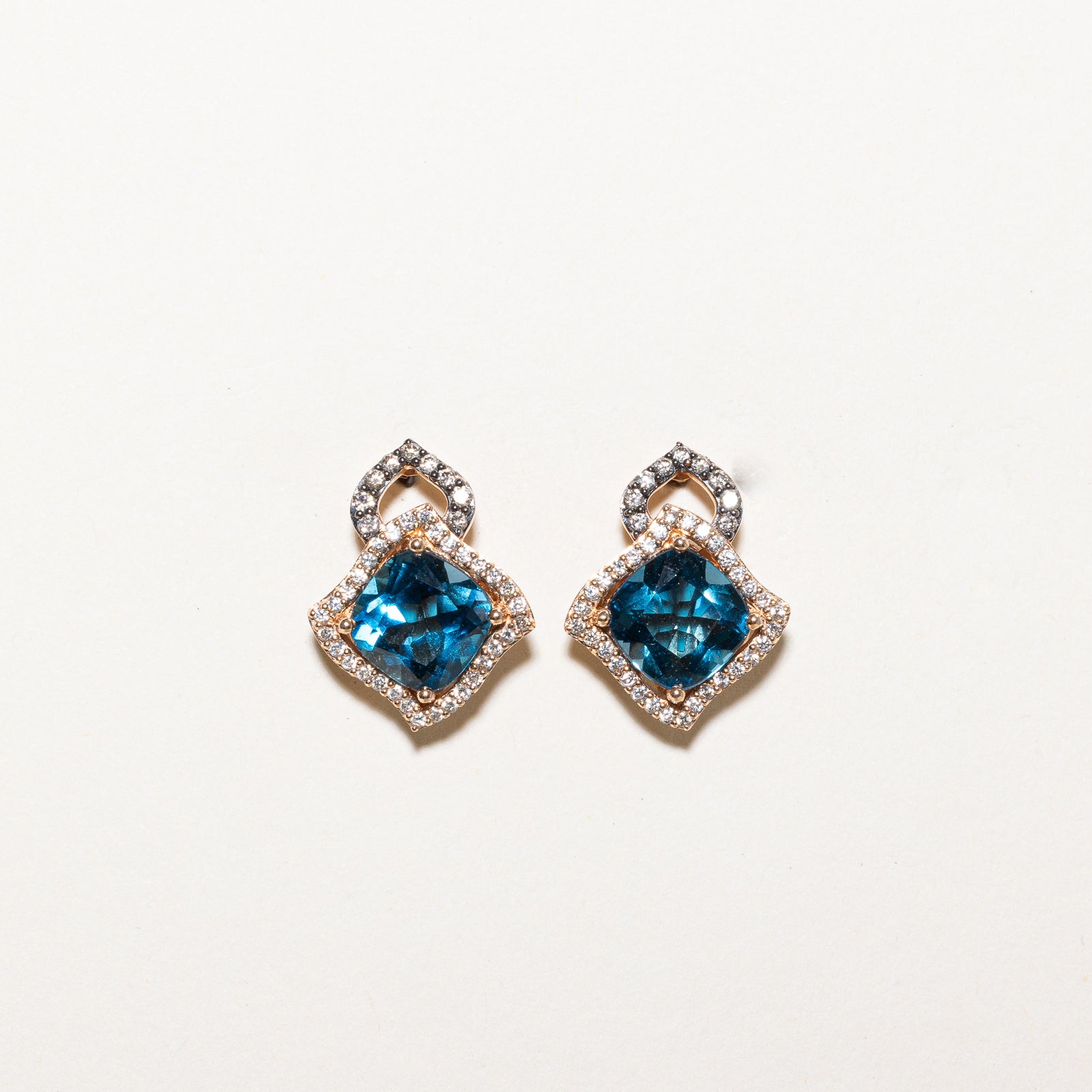 'Le Vian' Deep Sea Blue Topaz & Diamond Stud Earrings | 4.50ctw, 0.50ctw |