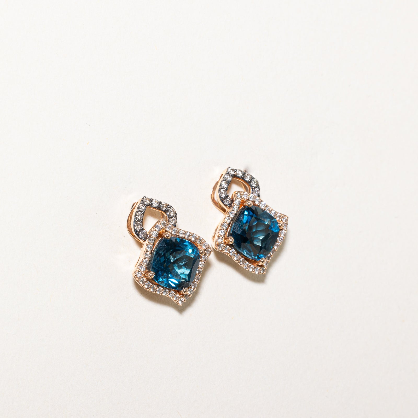 'Le Vian' Deep Sea Blue Topaz & Diamond Stud Earrings | 4.50ctw, 0.50ctw |