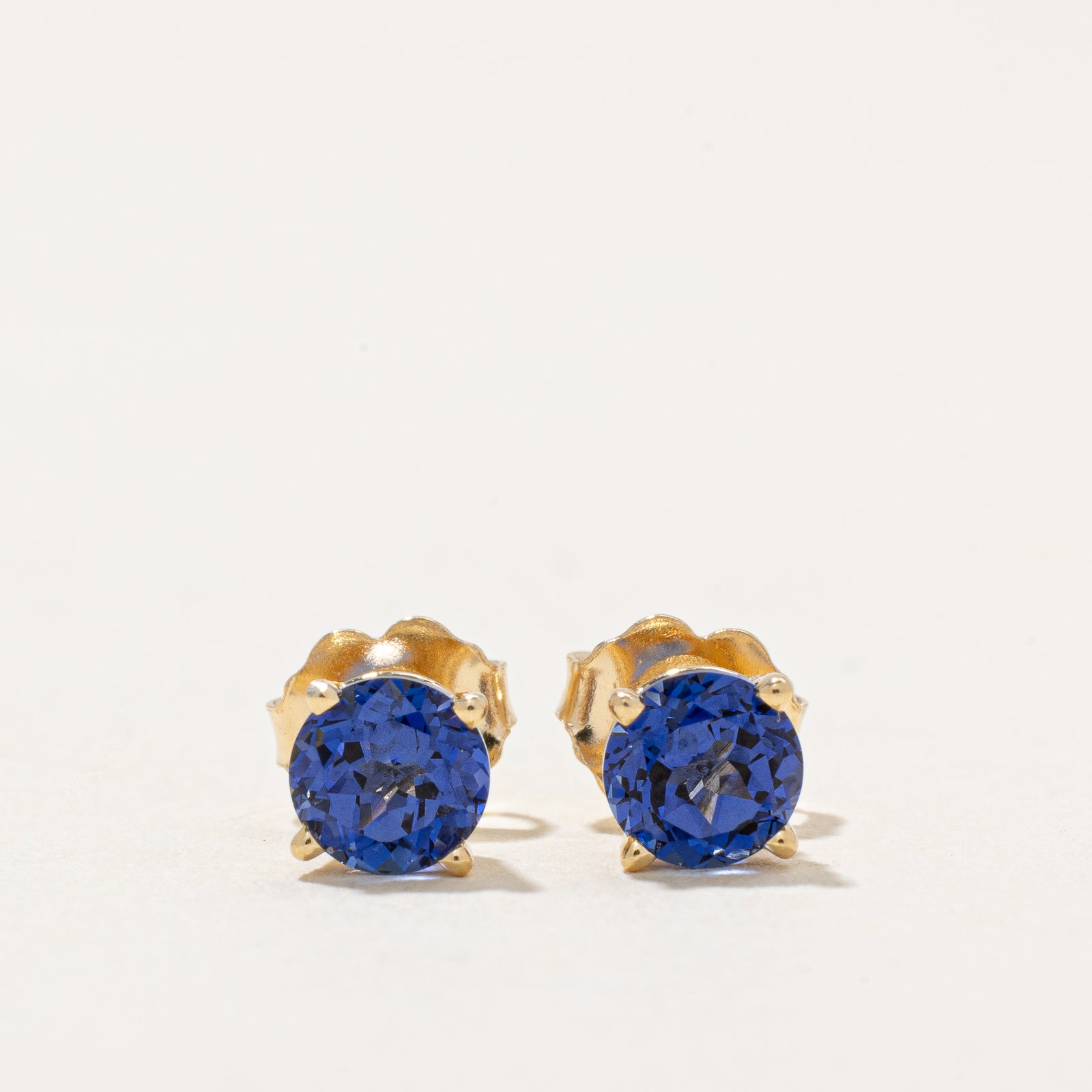 Solitaire Synthetic Sapphire Stud Earrings | 1.00ctw