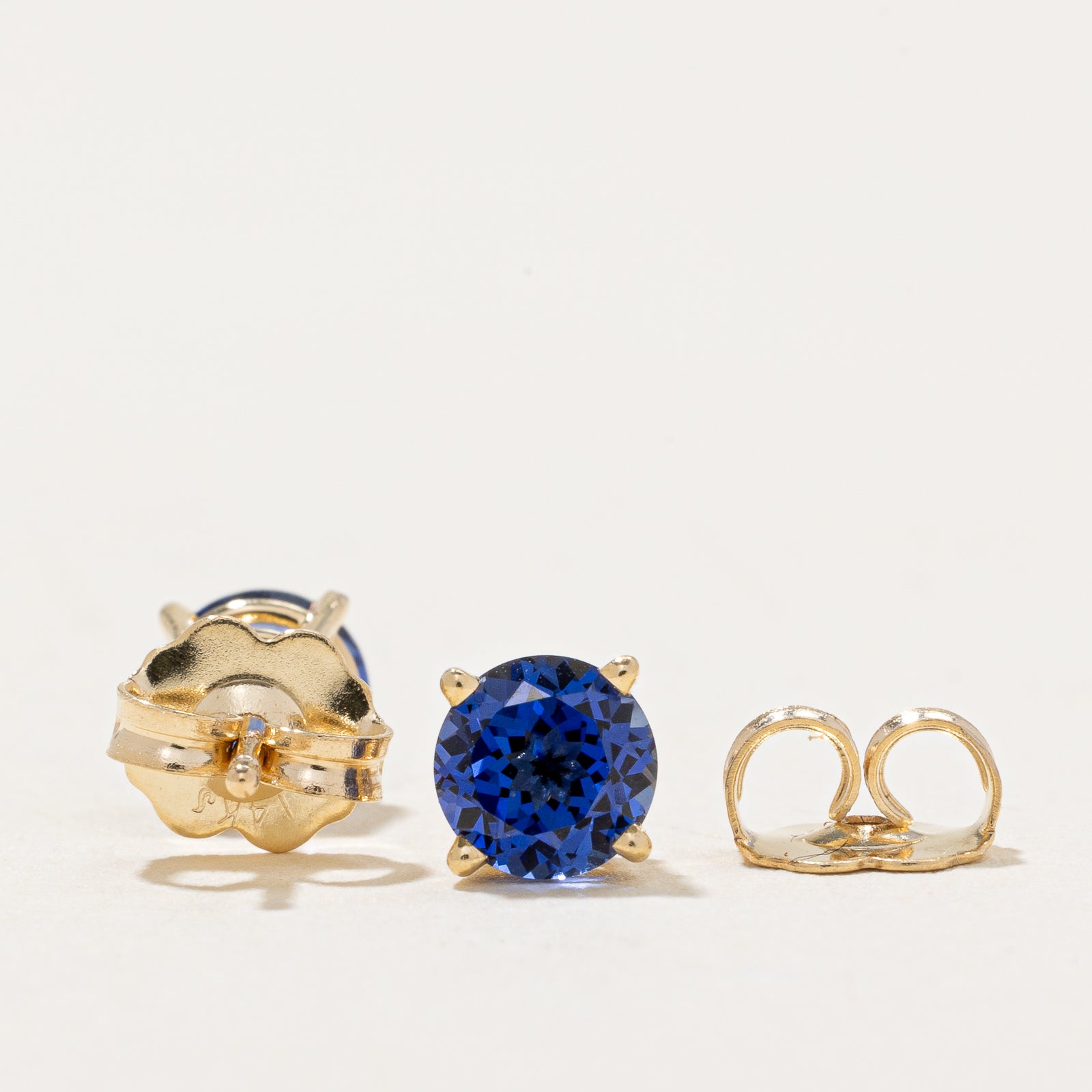 Solitaire Synthetic Sapphire Stud Earrings | 1.00ctw