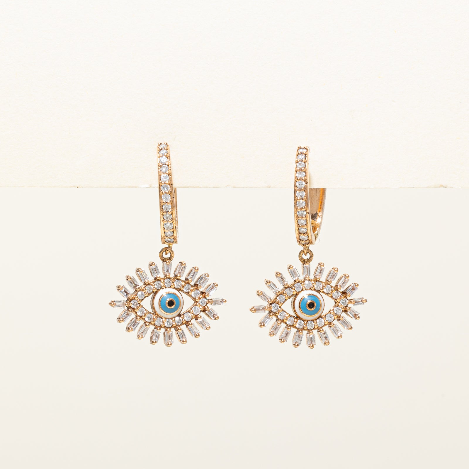 Evil Eye Diamond Huggie Drop Earrings | 1.25ctw