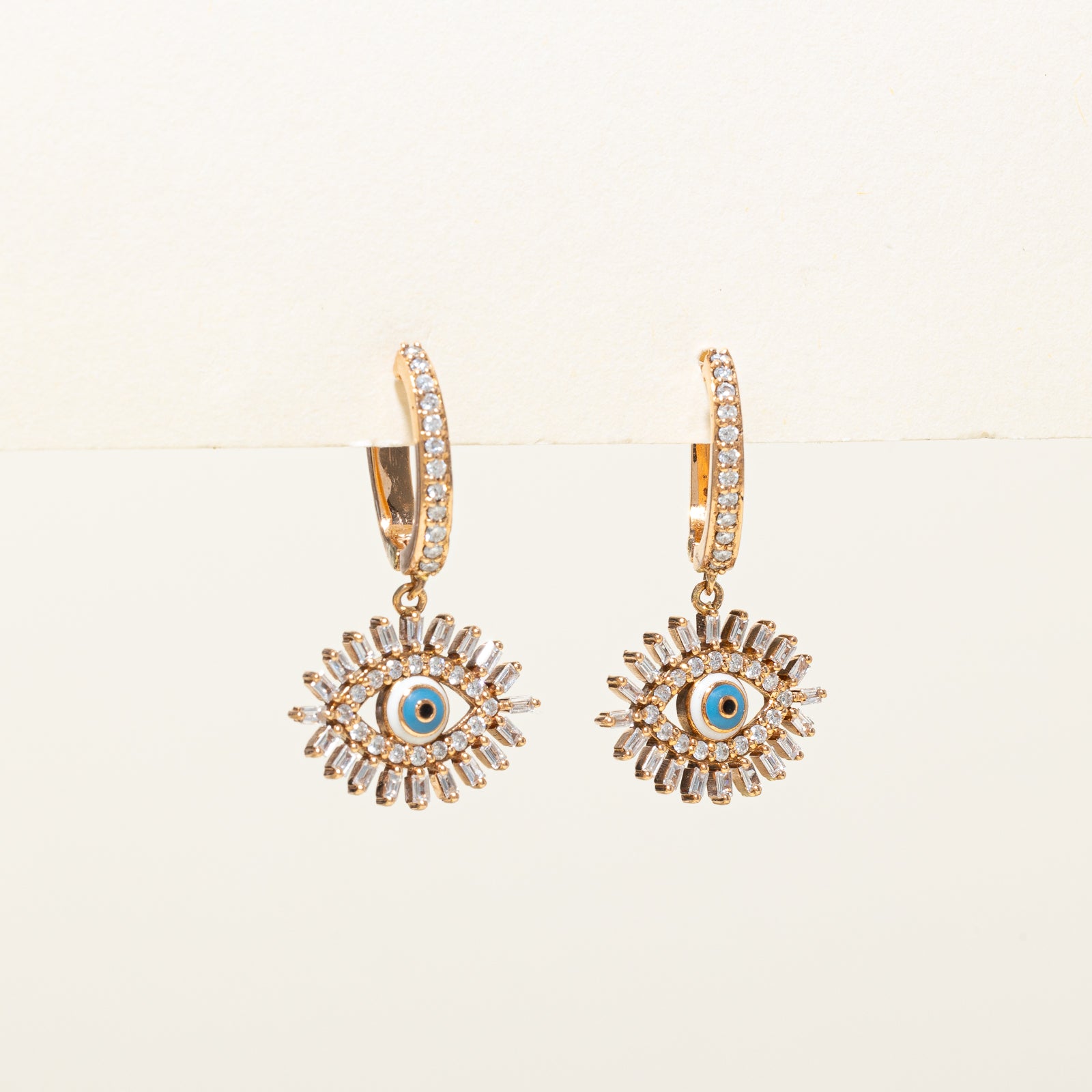 Evil Eye Diamond Huggie Drop Earrings | 1.25ctw
