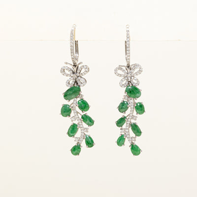 Jade & Diamond Butterfly Drop Earrings | 3.50ctw, 0.68ctw |