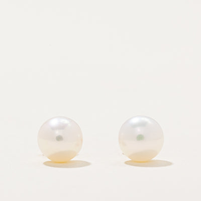 Button Pearl Stud Earrings
