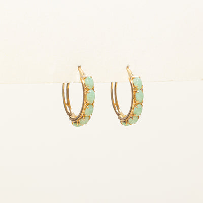 Five Stone Jade Huggie Earrings | 2.00ctw
