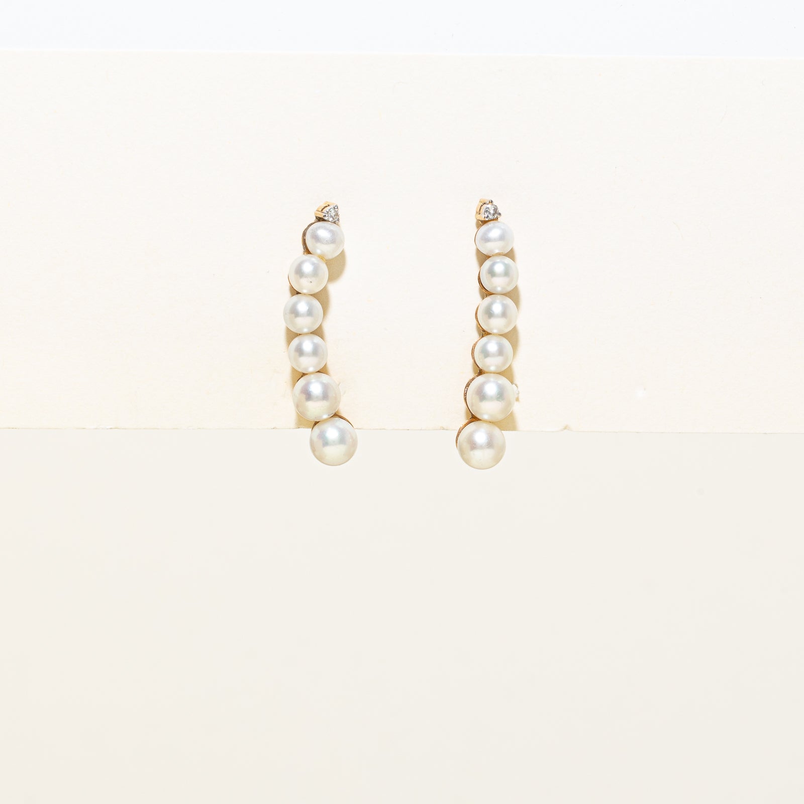 Pearl & Diamond Climber Earrings | 0.06ctw