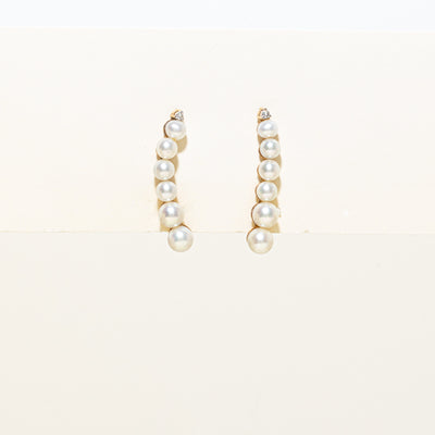 Pearl & Diamond Climber Earrings | 0.06ctw