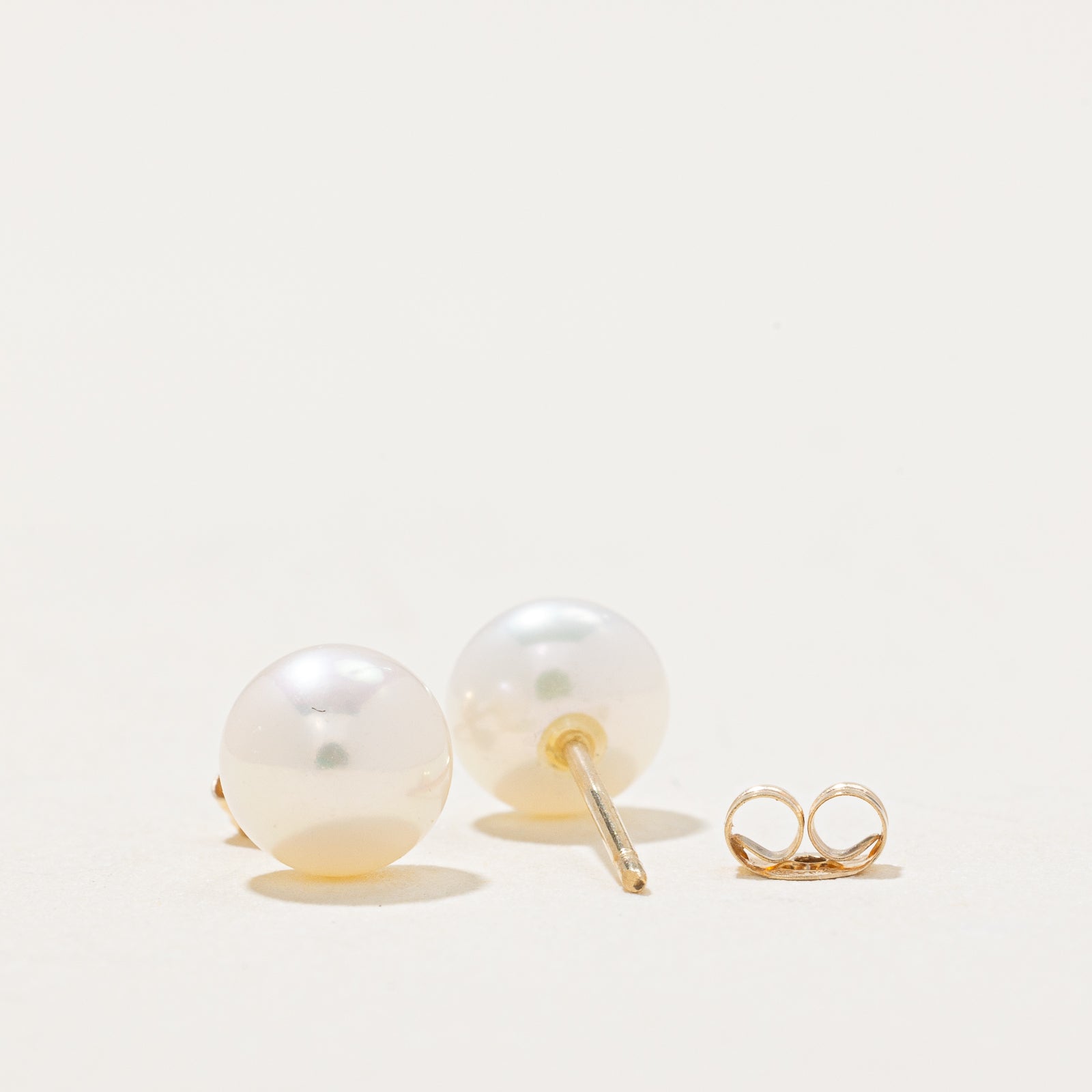 Button Pearl Stud Earrings