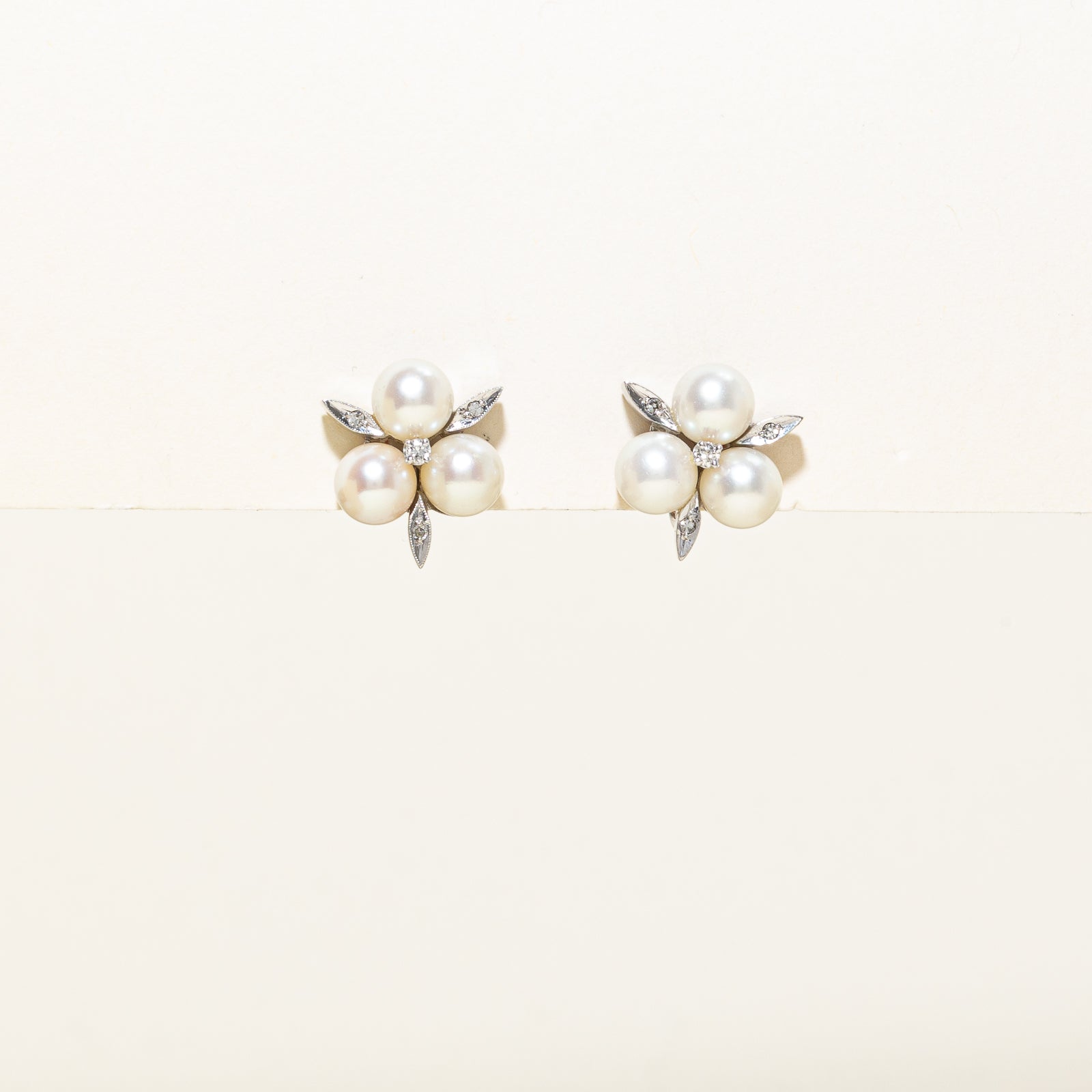 Pearl & Diamond Clip On Earrings | 0.15ctw