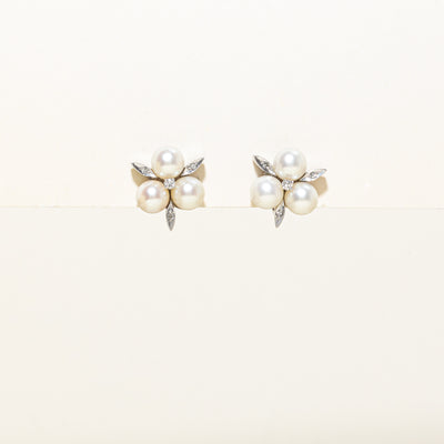 Pearl & Diamond Clip On Earrings | 0.15ctw