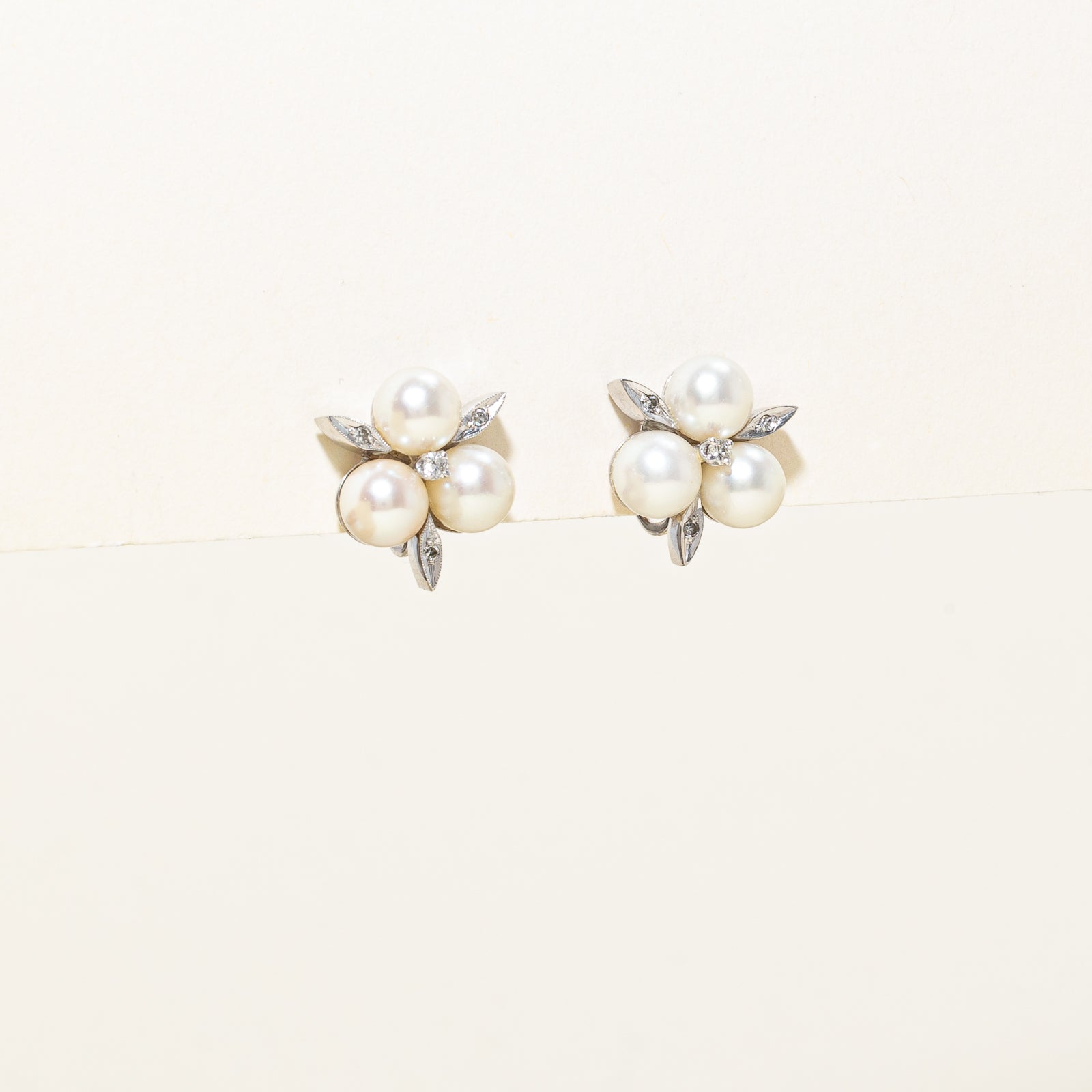 Pearl & Diamond Clip On Earrings | 0.15ctw