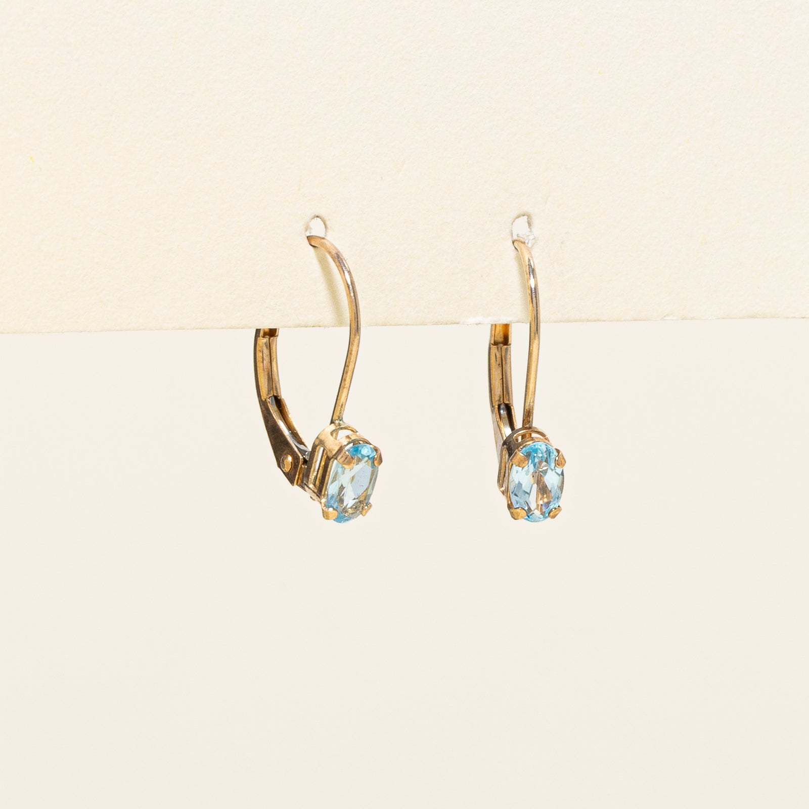Solitaire Blue Topaz Drop Earrings | 0.40ctw