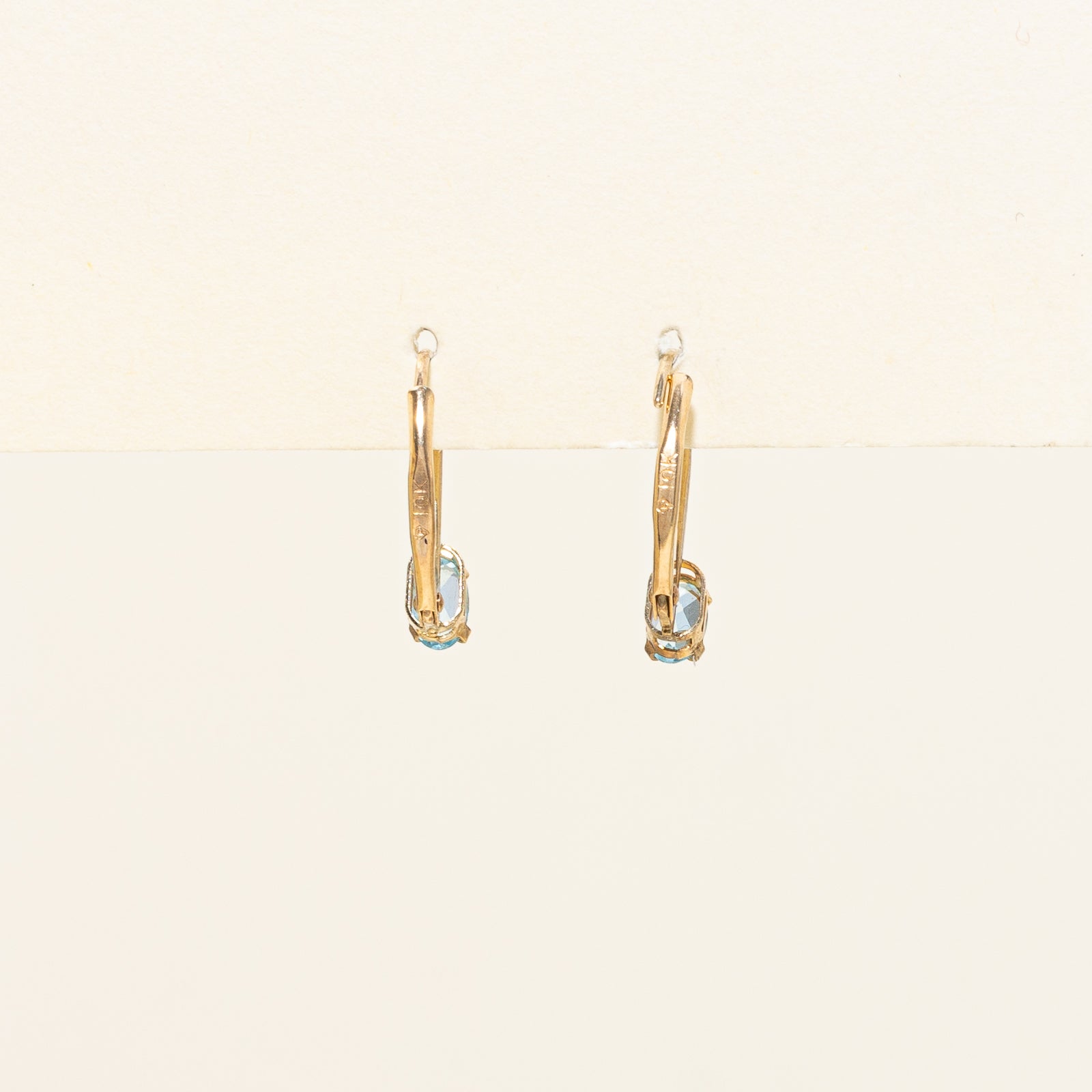 Solitaire Blue Topaz Drop Earrings | 0.40ctw