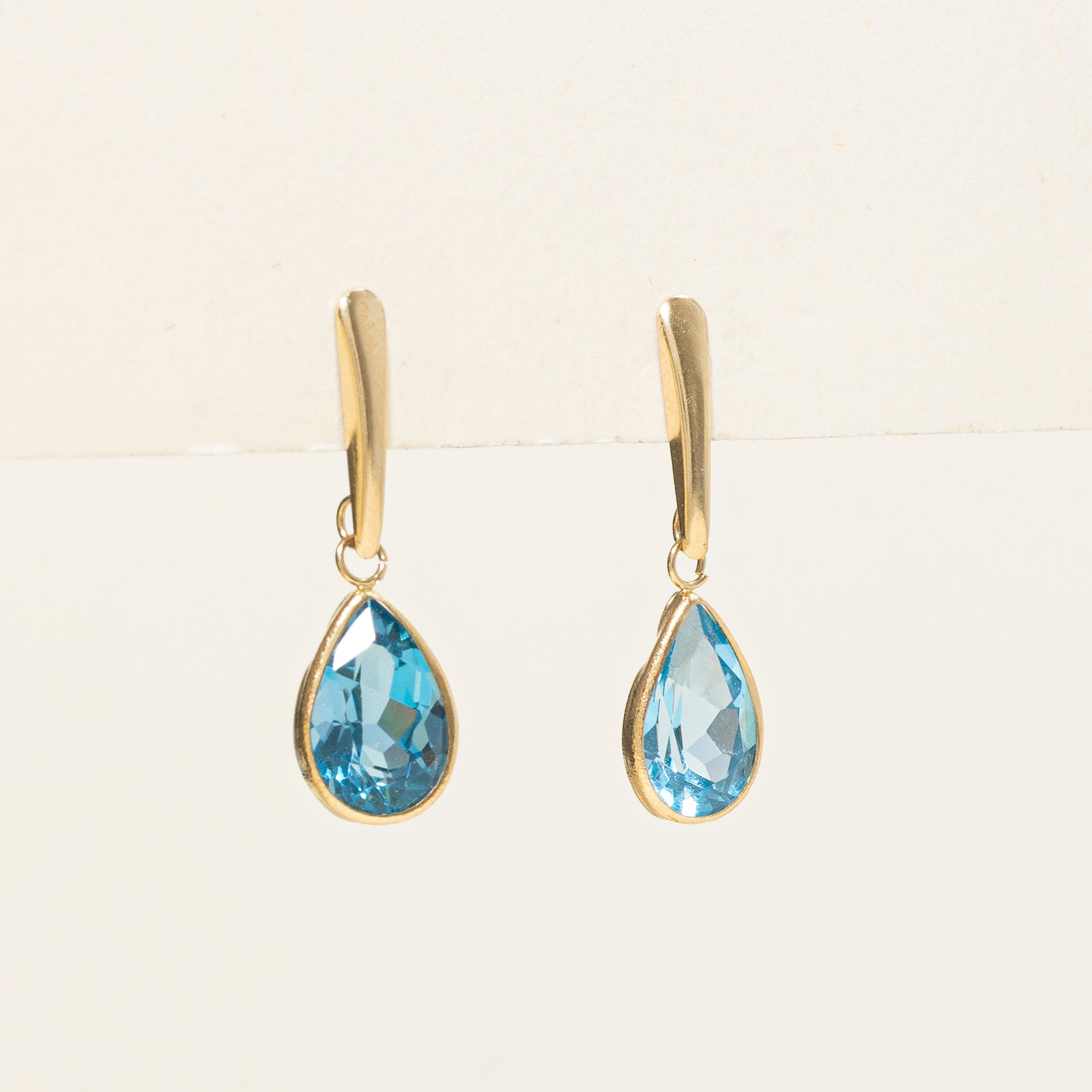 Pear Cut Blue Topaz Drop Earrings | 6.50ctw