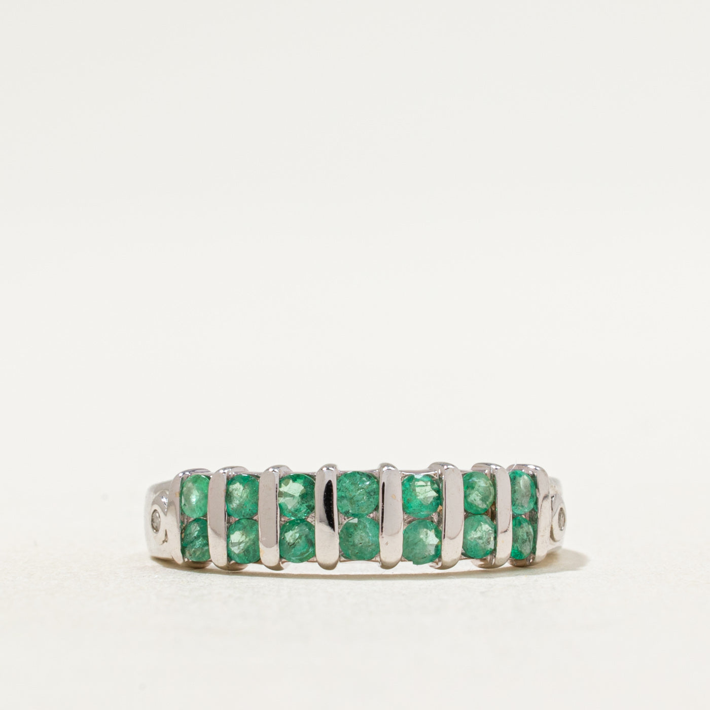 Multi Column Emerald & Diamond Ring | 0.50ctw, 0.01ctw | SZ 6.25