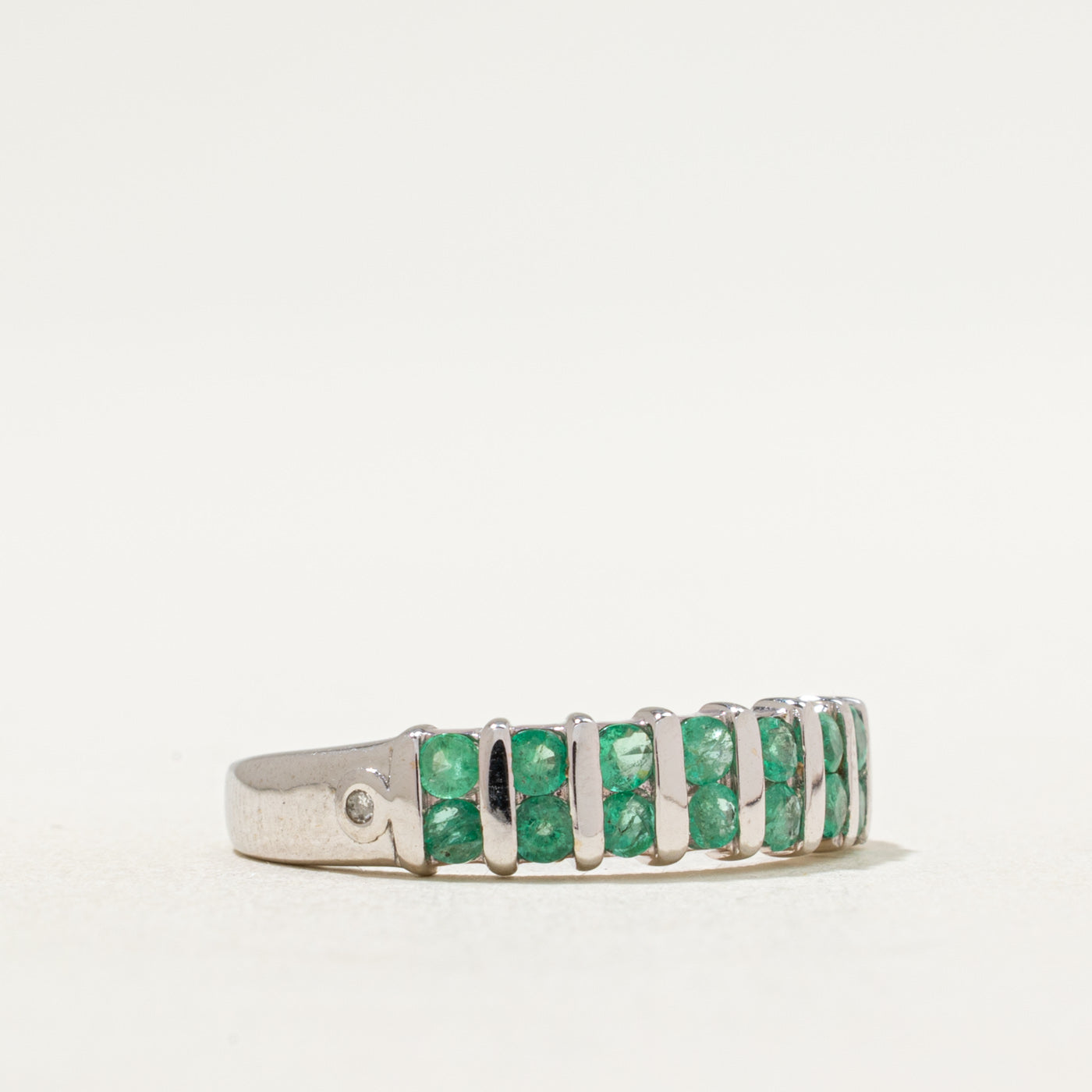 Multi Column Emerald & Diamond Ring | 0.50ctw, 0.01ctw | SZ 6.25