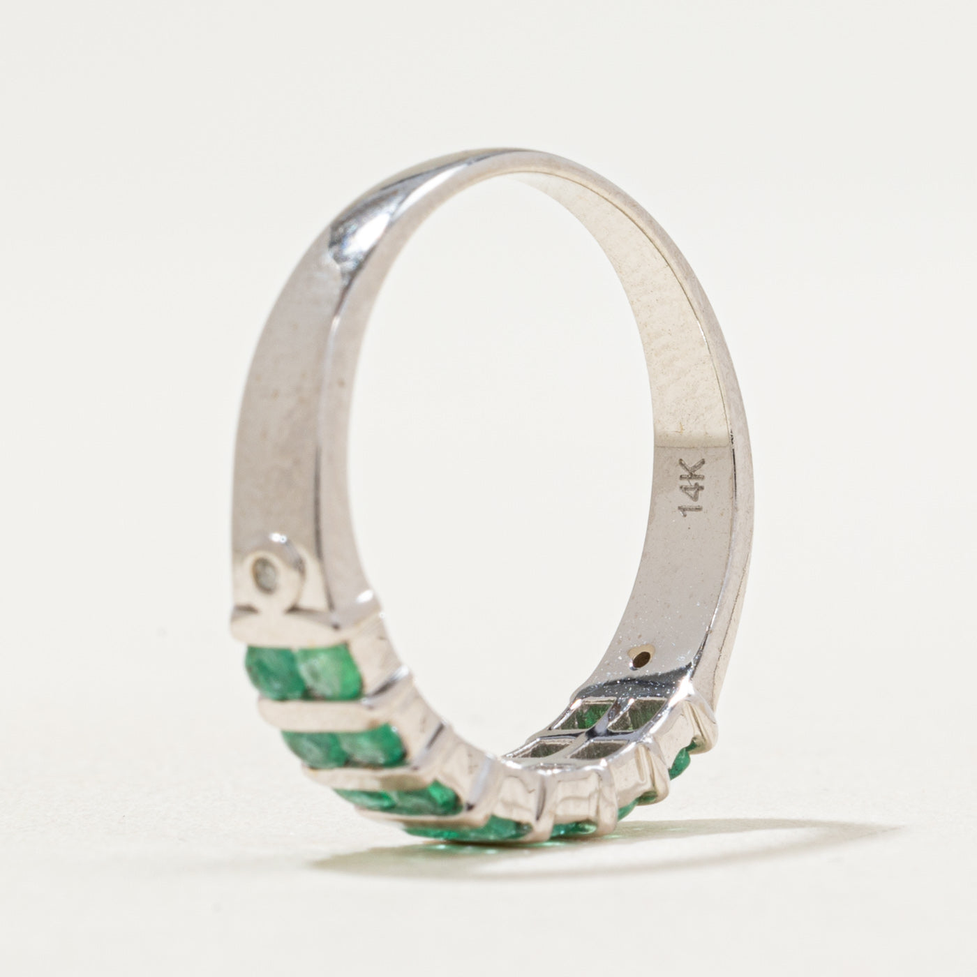 Multi Column Emerald & Diamond Ring | 0.50ctw, 0.01ctw | SZ 6.25