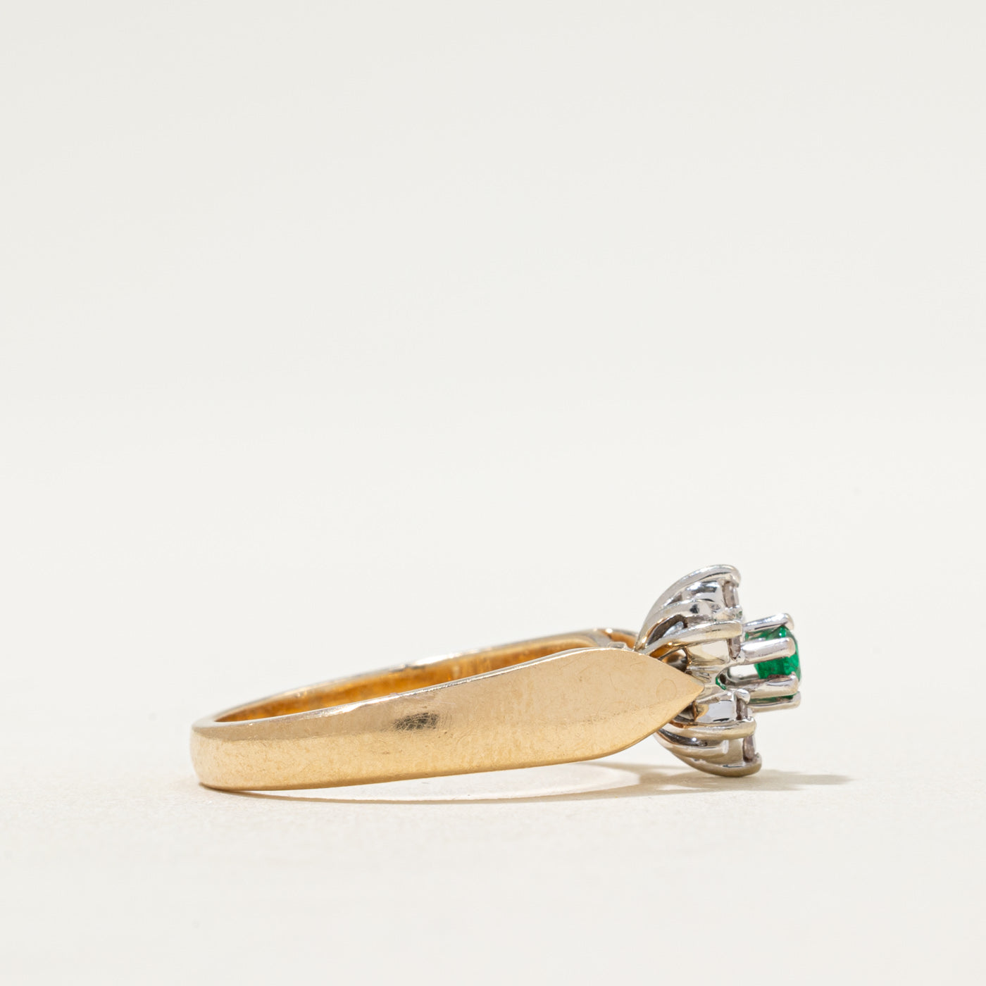 Emerald & Diamond Petal Ring | 0.11ct, 0.54ctw | SZ 6.25