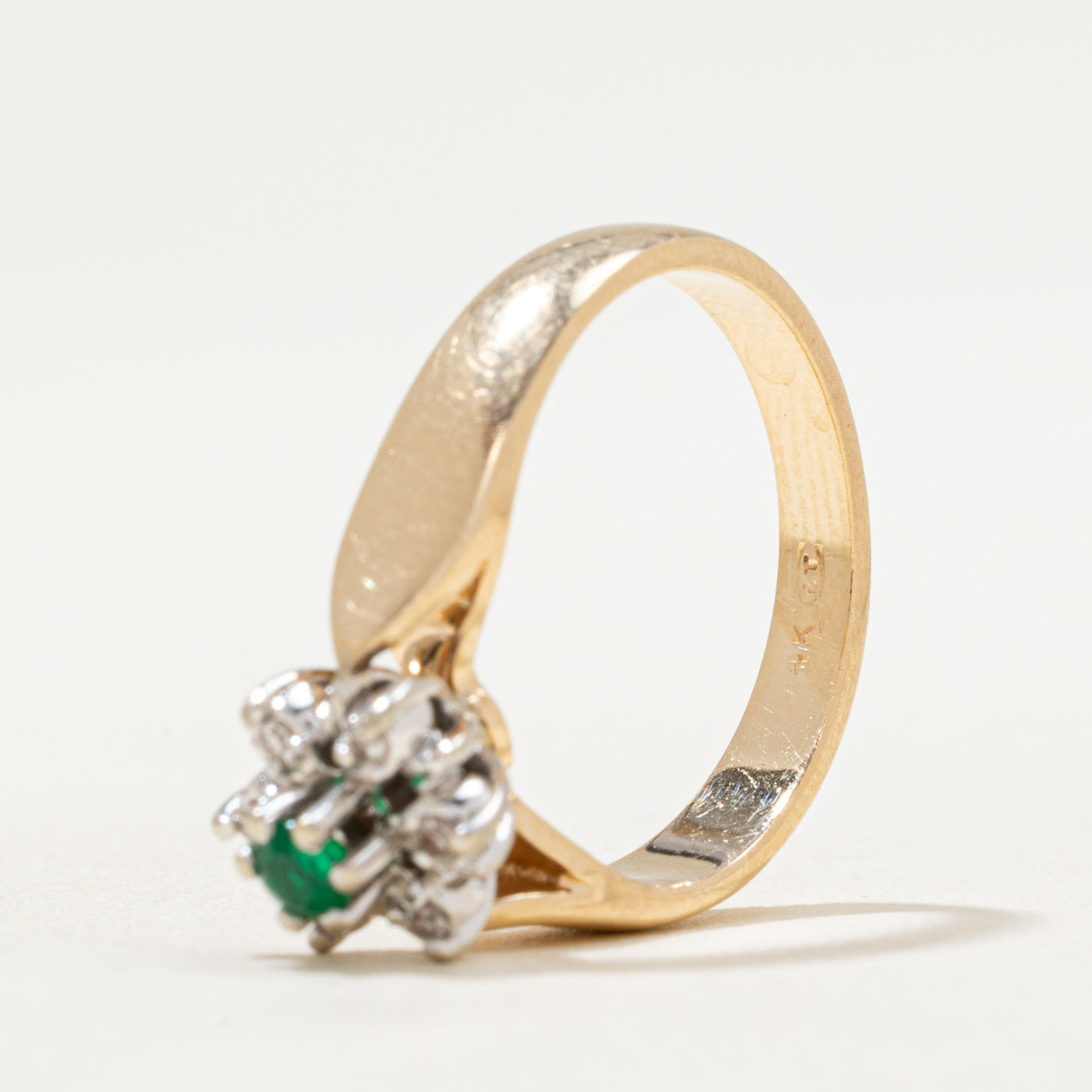 Emerald & Diamond Petal Ring | 0.11ct, 0.54ctw | SZ 6.25