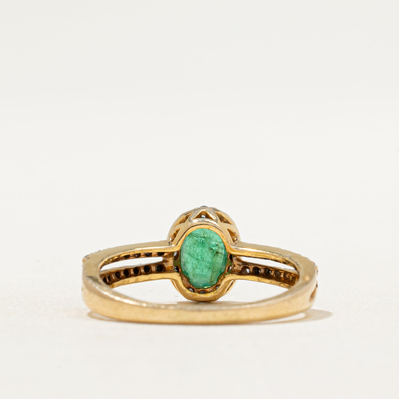 Emerald & Diamond Halo Ring | 0.33ct, 0.10ctw | SZ 4.75