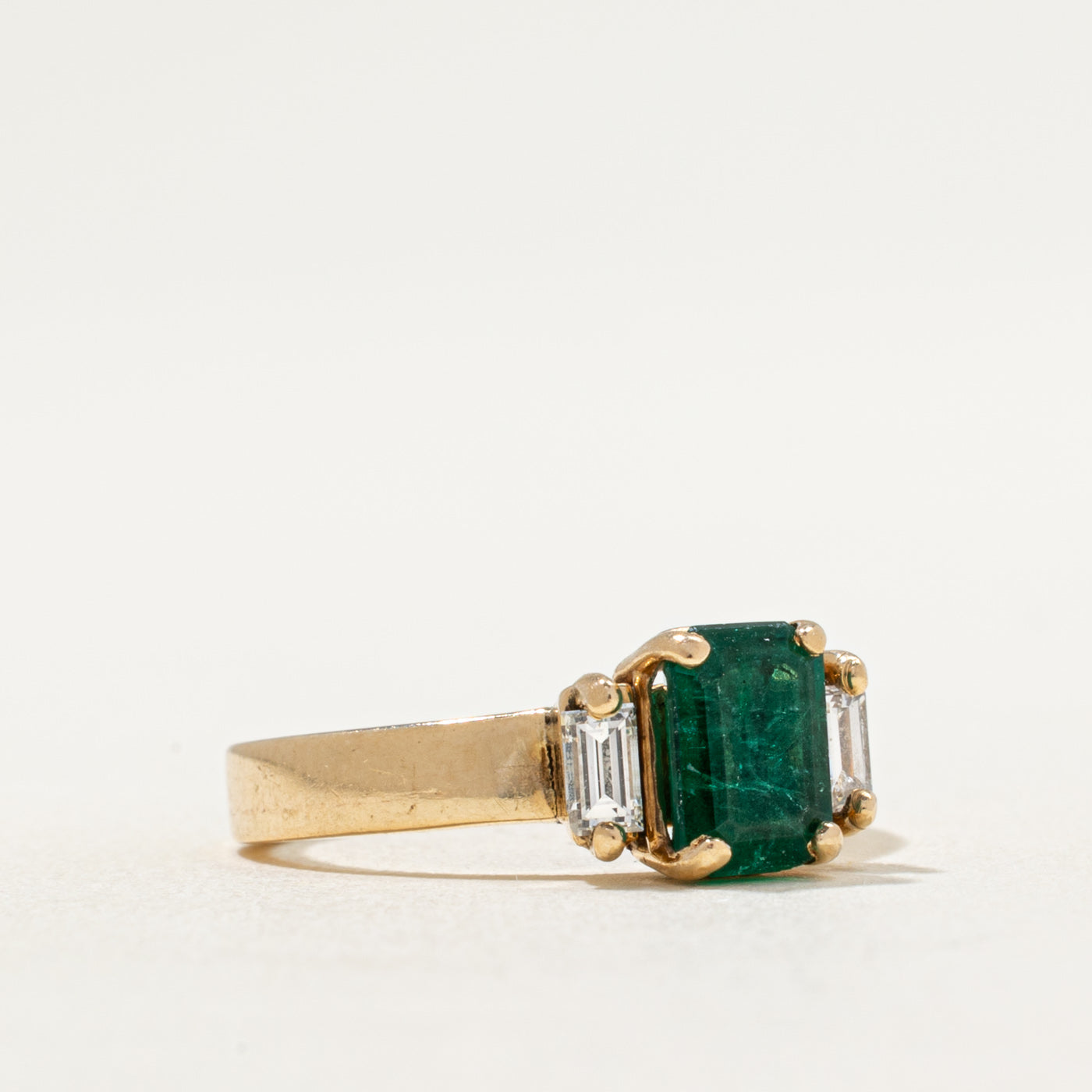 Emerald & Diamond Accented Ring | 1.10ct, 0.20ctw | SZ 4.75