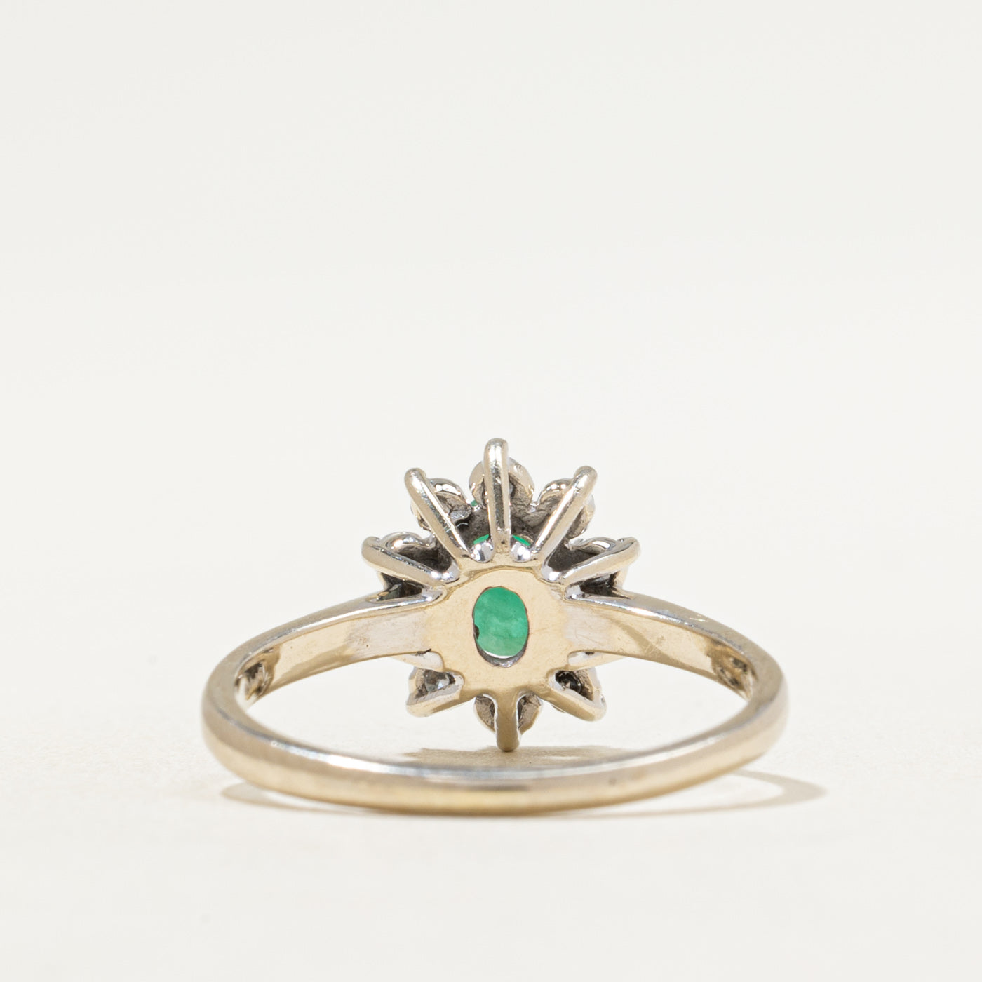 Emerald & Diamond Petal Halo Ring | 0.32ct, 0.20ctw | SZ 6.5
