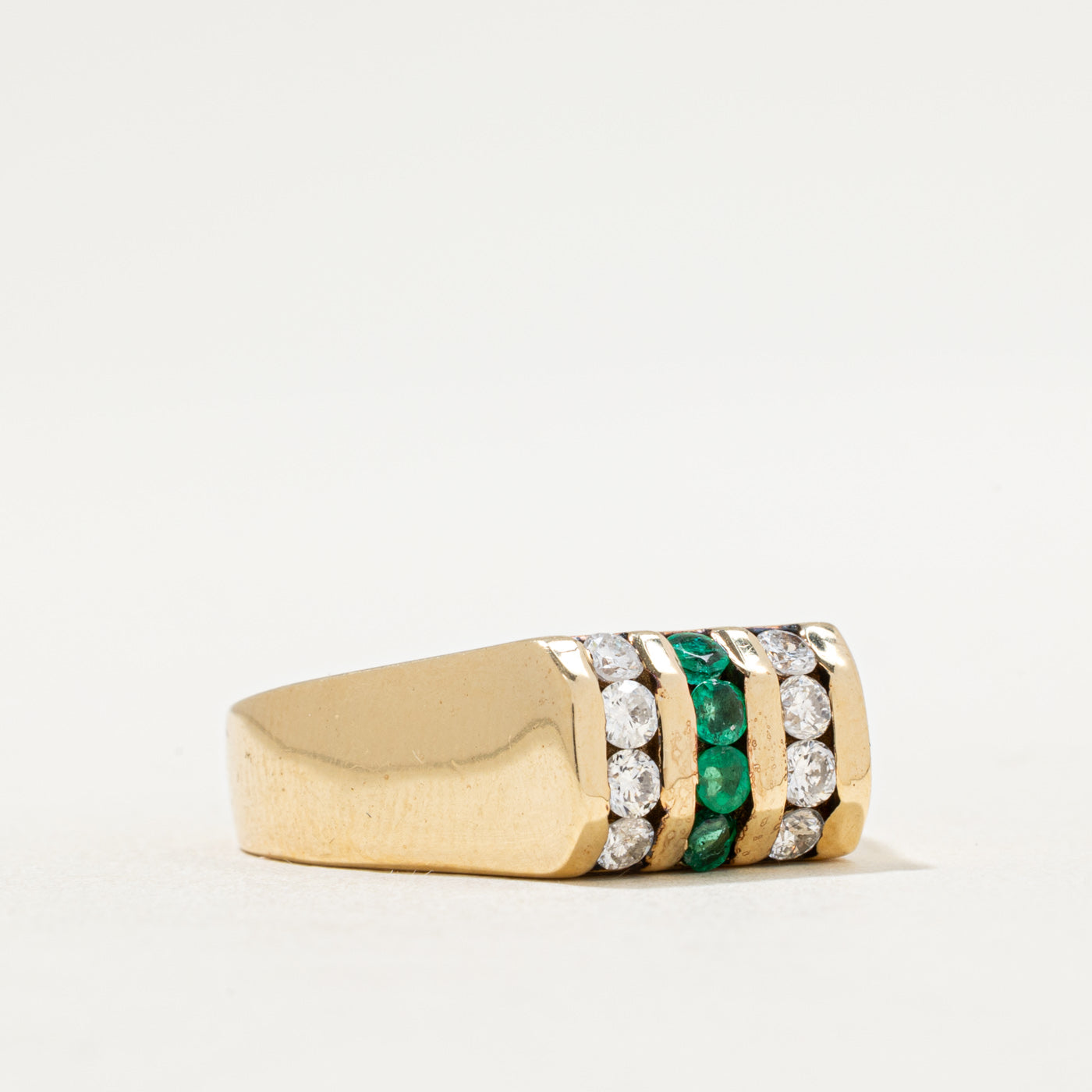 Bague multi-rangs diamants et émeraudes | 0,40 ct | 0,09 ct | Taille 8,5