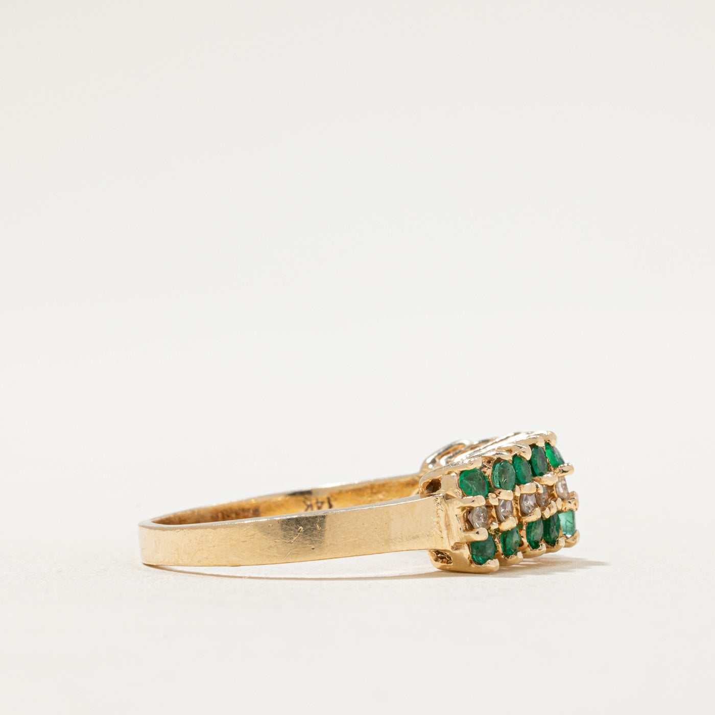 Multi Row Emerald & Diamond Ring | 0.50ctw, 0.22ctw | SZ 9.5