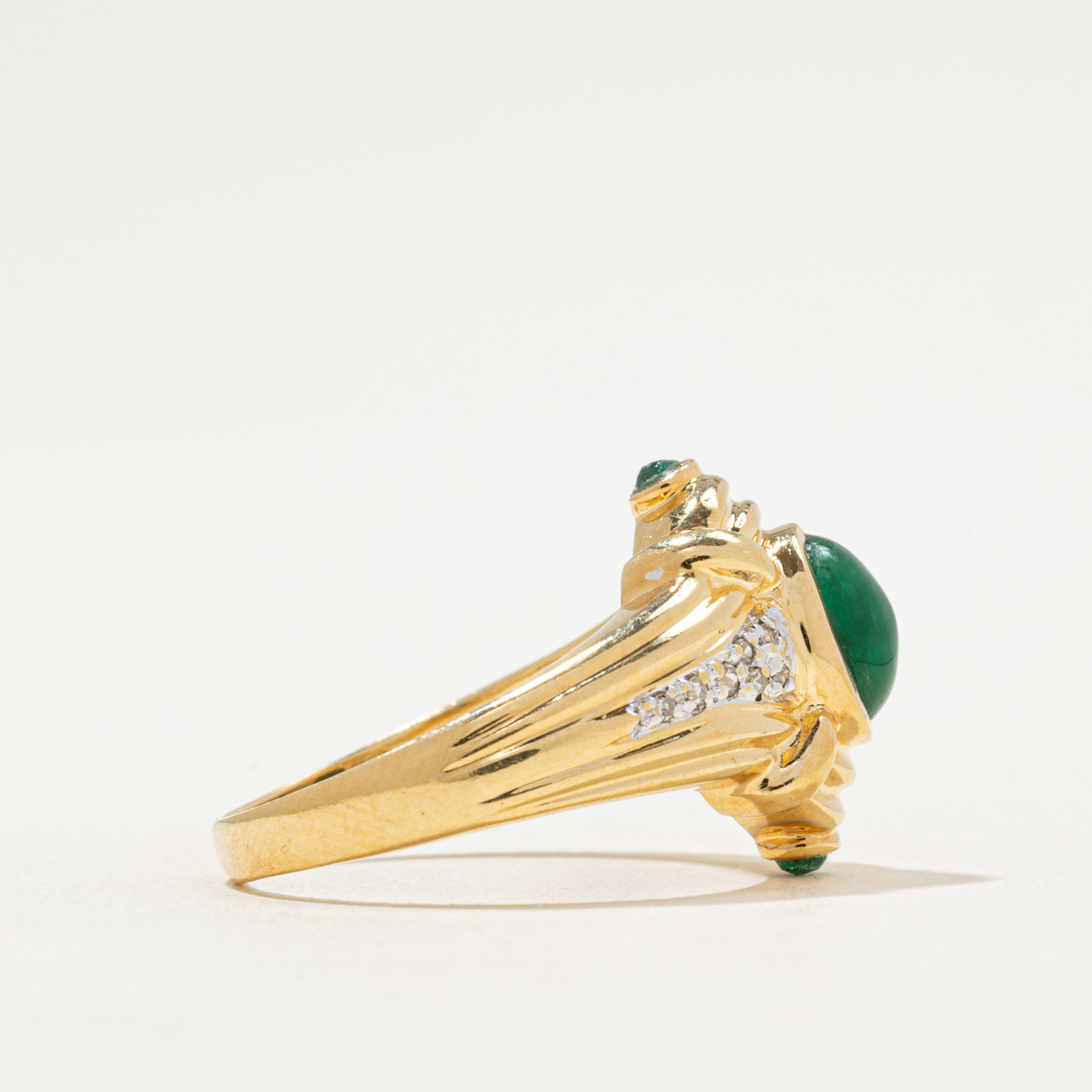 Bezel Set Emerald & Diamond Ring | 1.55ctw, 0.10ctw | SZ 8.25
