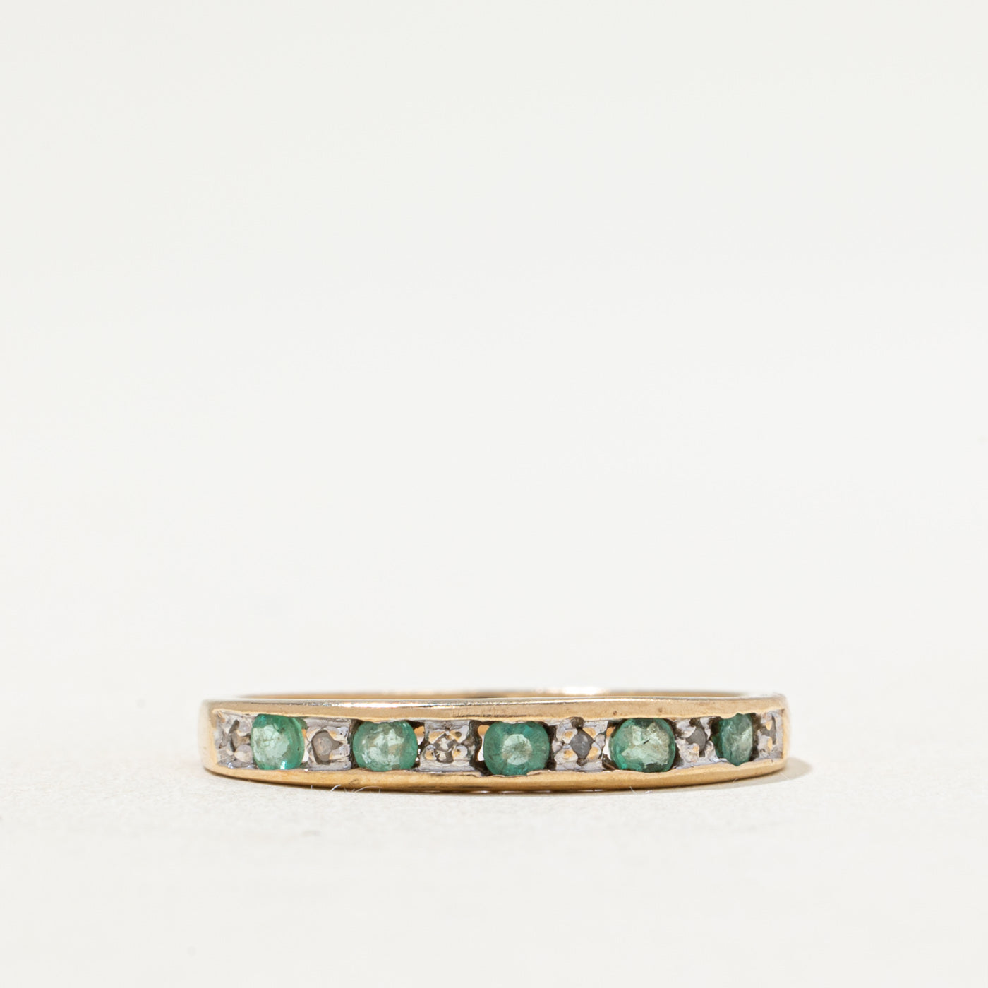 Semi Eternity Emerald & Diamond Ring | 0.15ctw, 0.01ctw | SZ 7.25