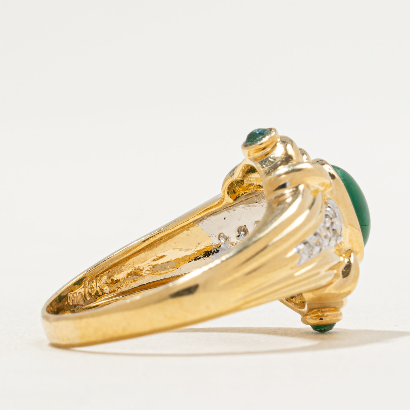 Bezel Set Emerald & Diamond Ring | 1.55ctw, 0.10ctw | SZ 8.25