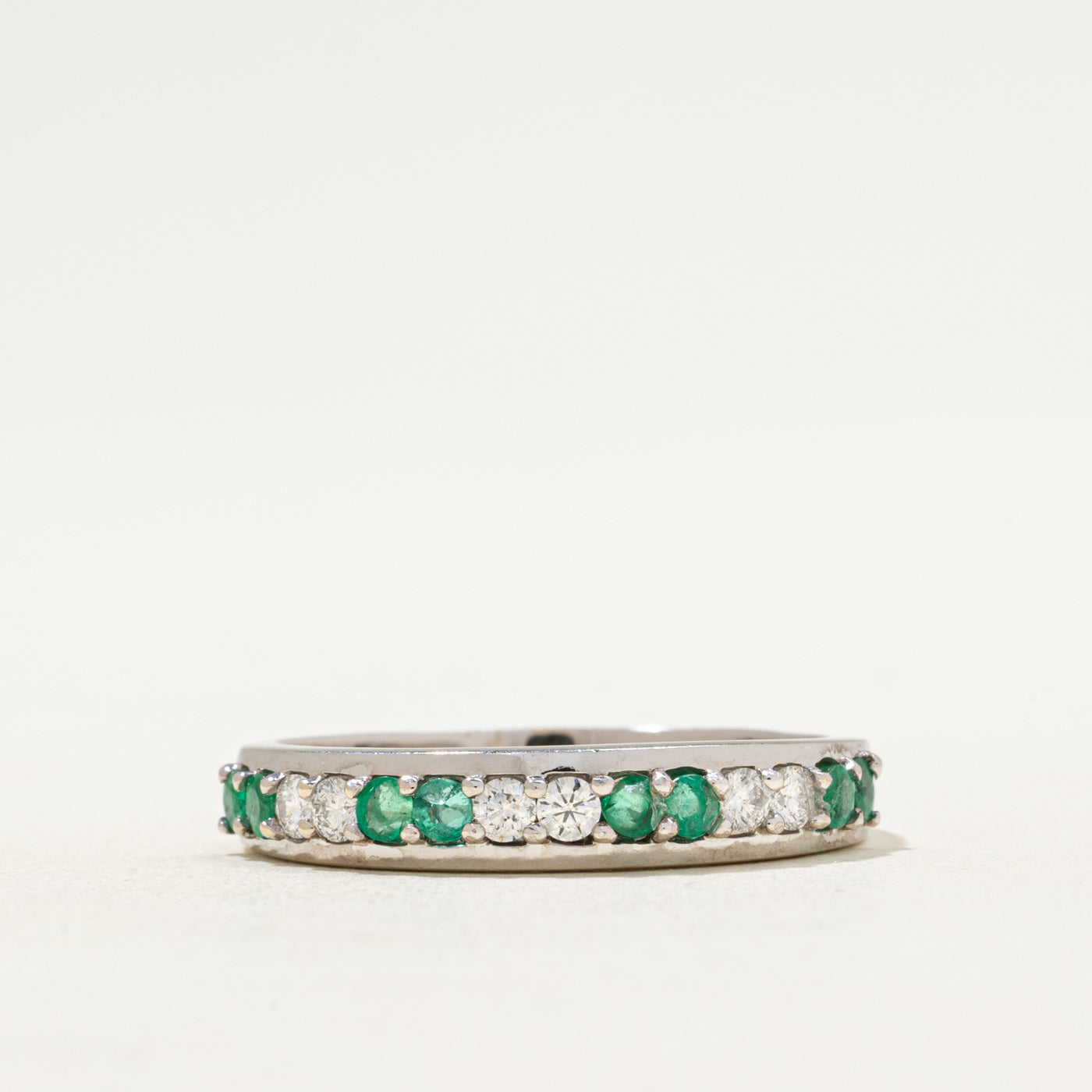 Semi Eternity Emerald & Diamond Band | 0.48ctw, 0.27ctw | SZ 11.25