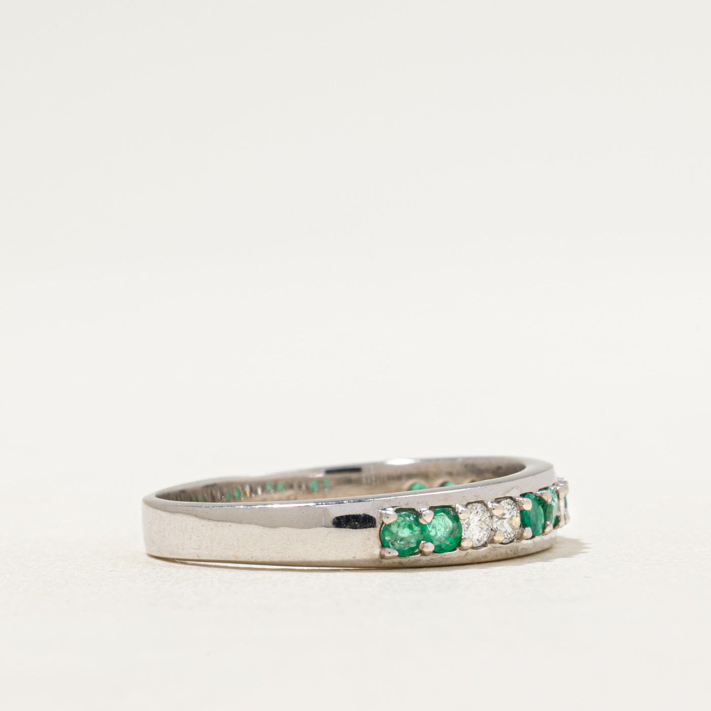 Semi Eternity Emerald & Diamond Band | 0.48ctw, 0.27ctw | SZ 11.25