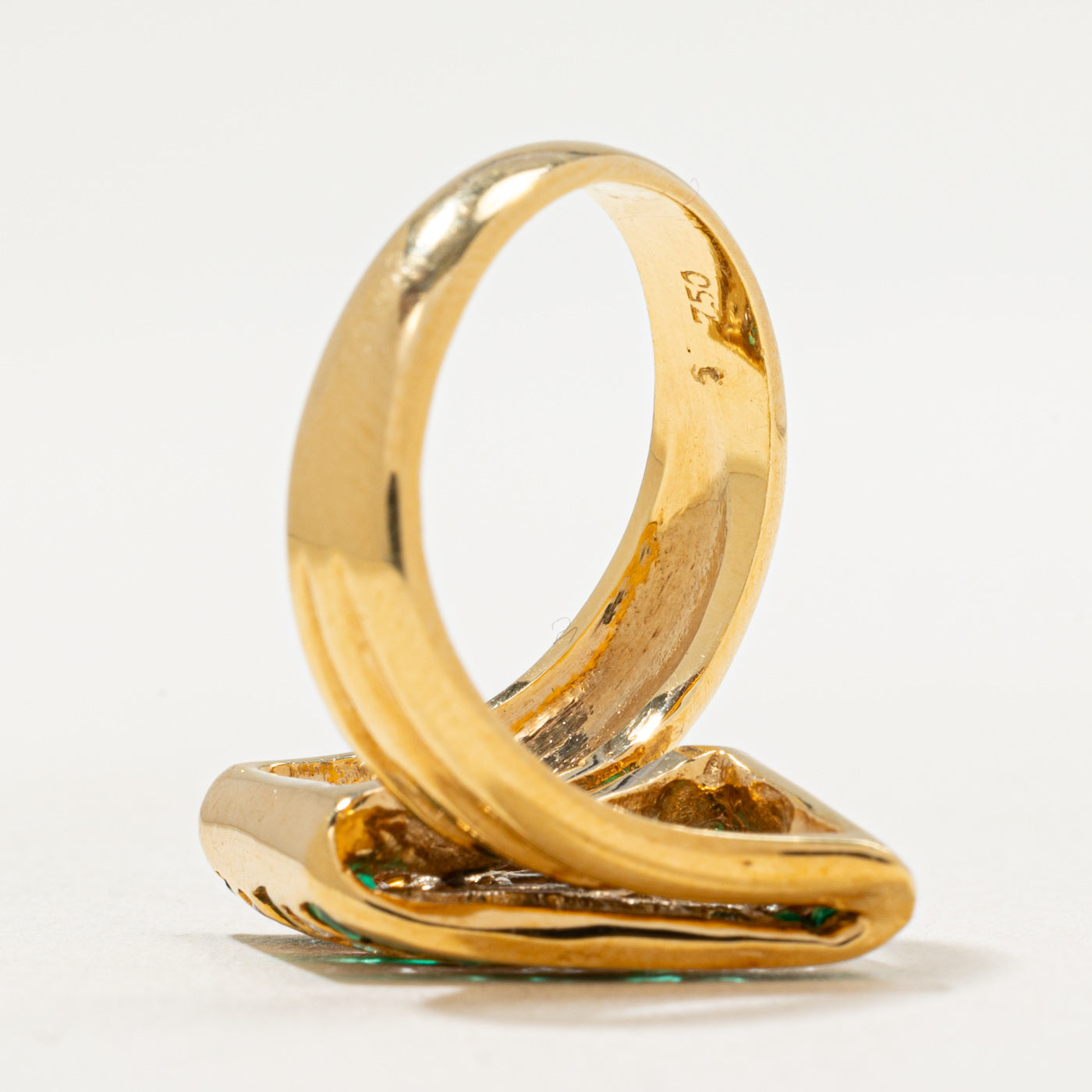 Emerald & Diamond Bypass Ring | 0.76ctw, 0.18ctw | SZ 6.75