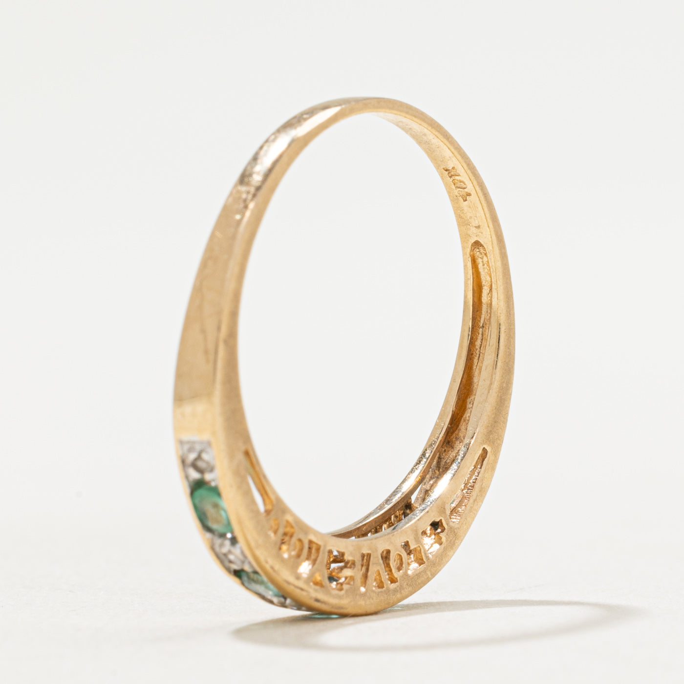 Semi Eternity Emerald & Diamond Ring | 0.15ctw, 0.01ctw | SZ 7.25