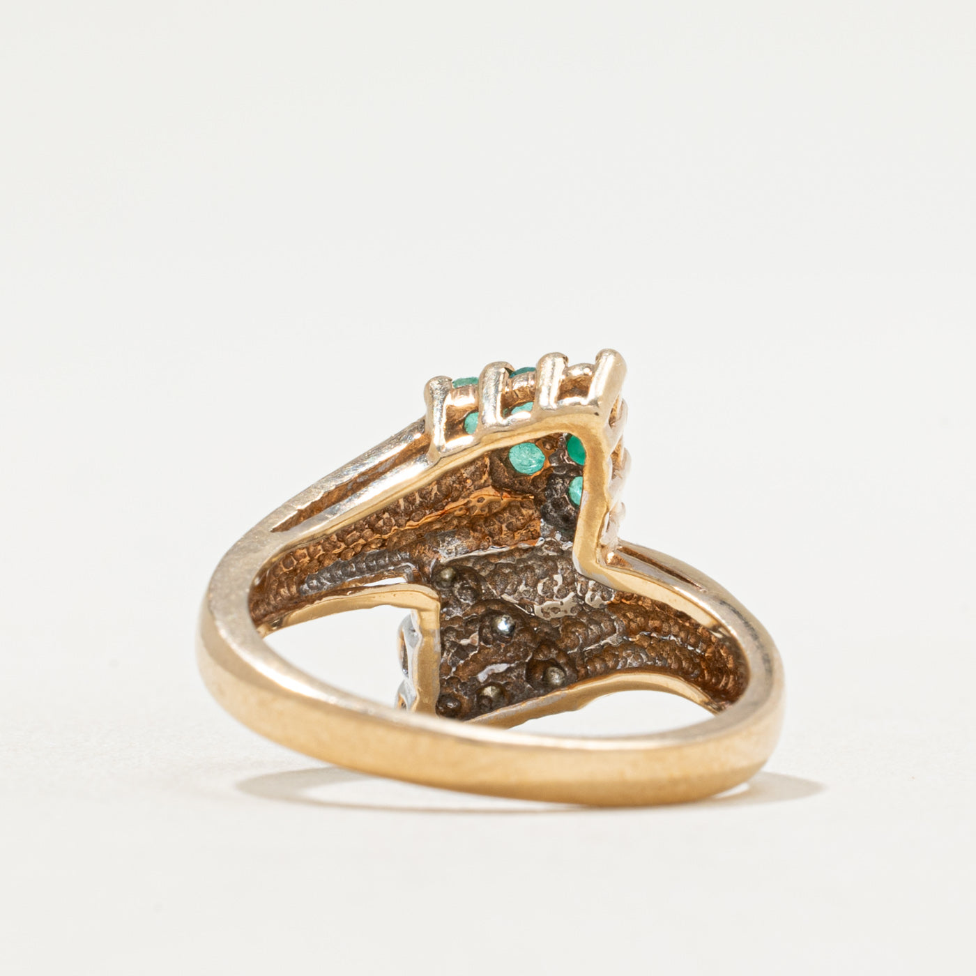 Emerald & Diamond Cluster Bypass Ring | 0.18ctw, 0.03ctw | SZ 6