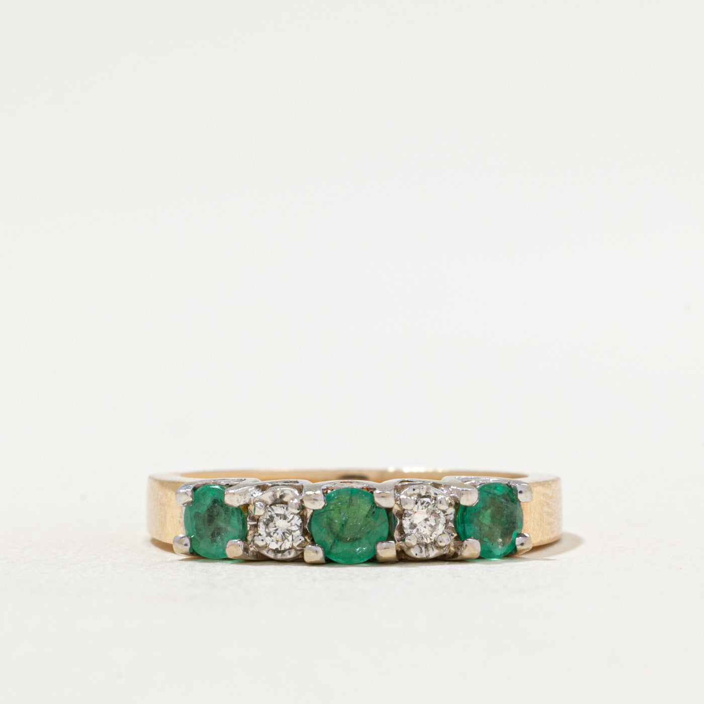 Five Stone Emerald & Diamond Ring | 0.36ctw, 0.06ctw | SZ 6.25