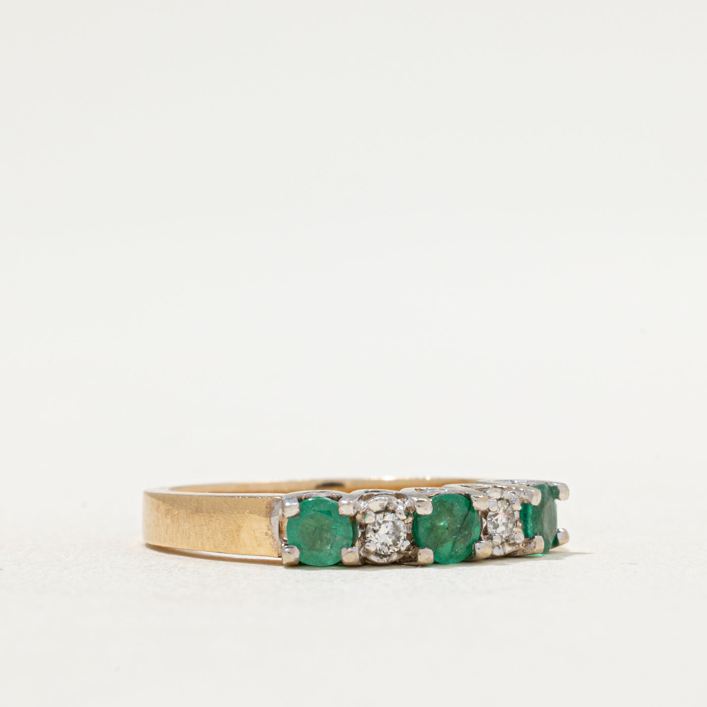 Five Stone Emerald & Diamond Ring | 0.36ctw, 0.06ctw | SZ 6.25