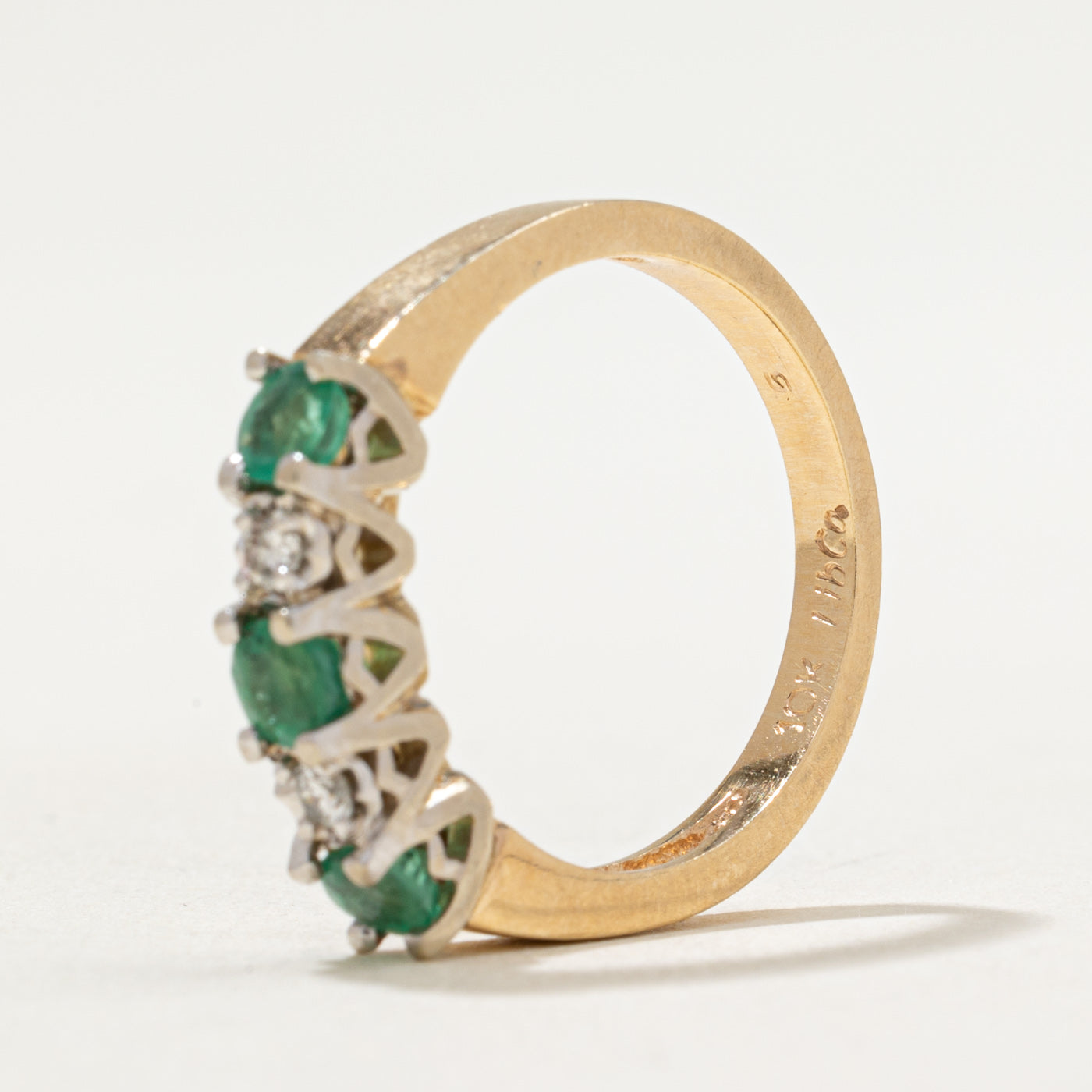 Five Stone Emerald & Diamond Ring | 0.36ctw, 0.06ctw | SZ 6.25
