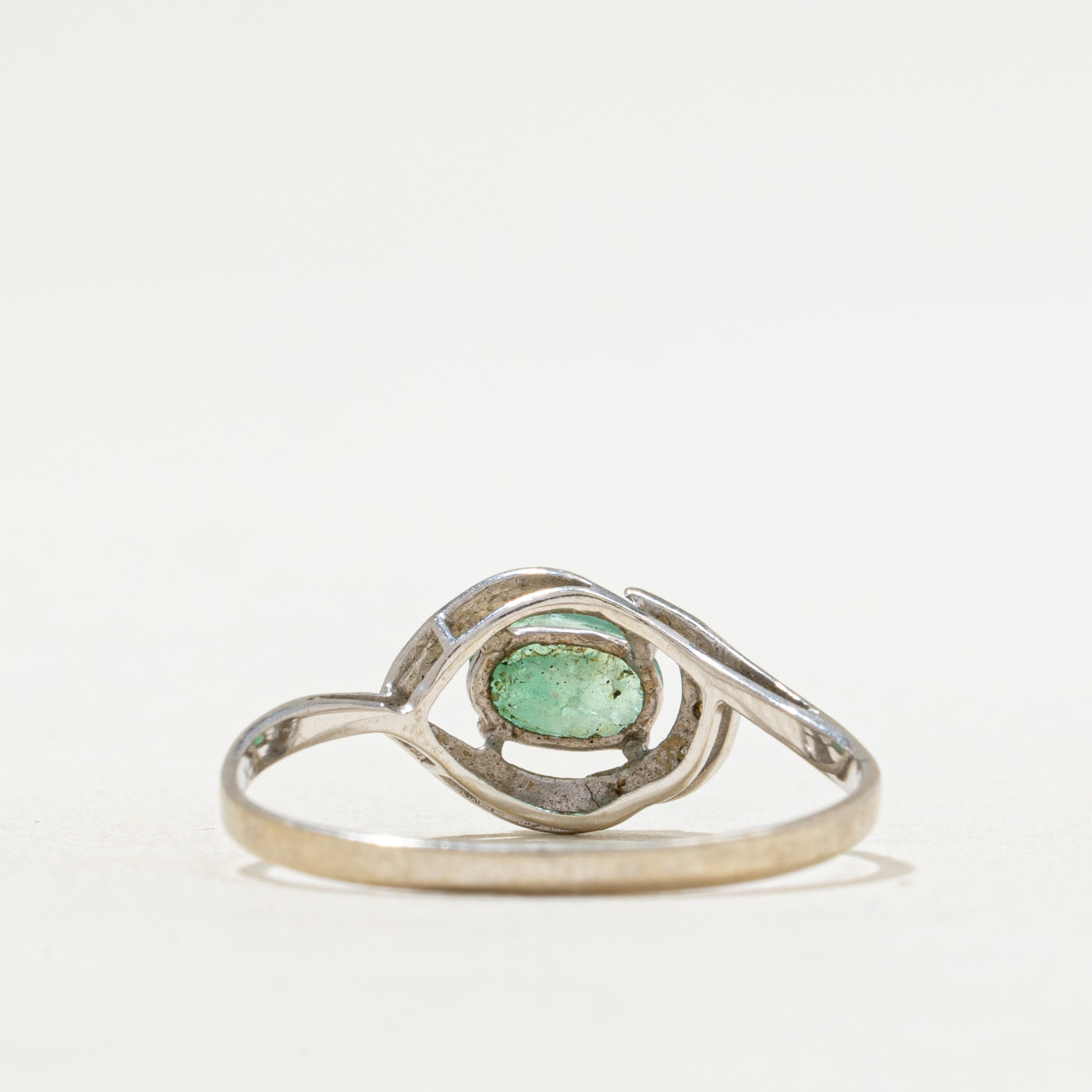 Emerald & Clear Sapphire Ring | 0.40ct, 0.01ctw | SZ 7.5