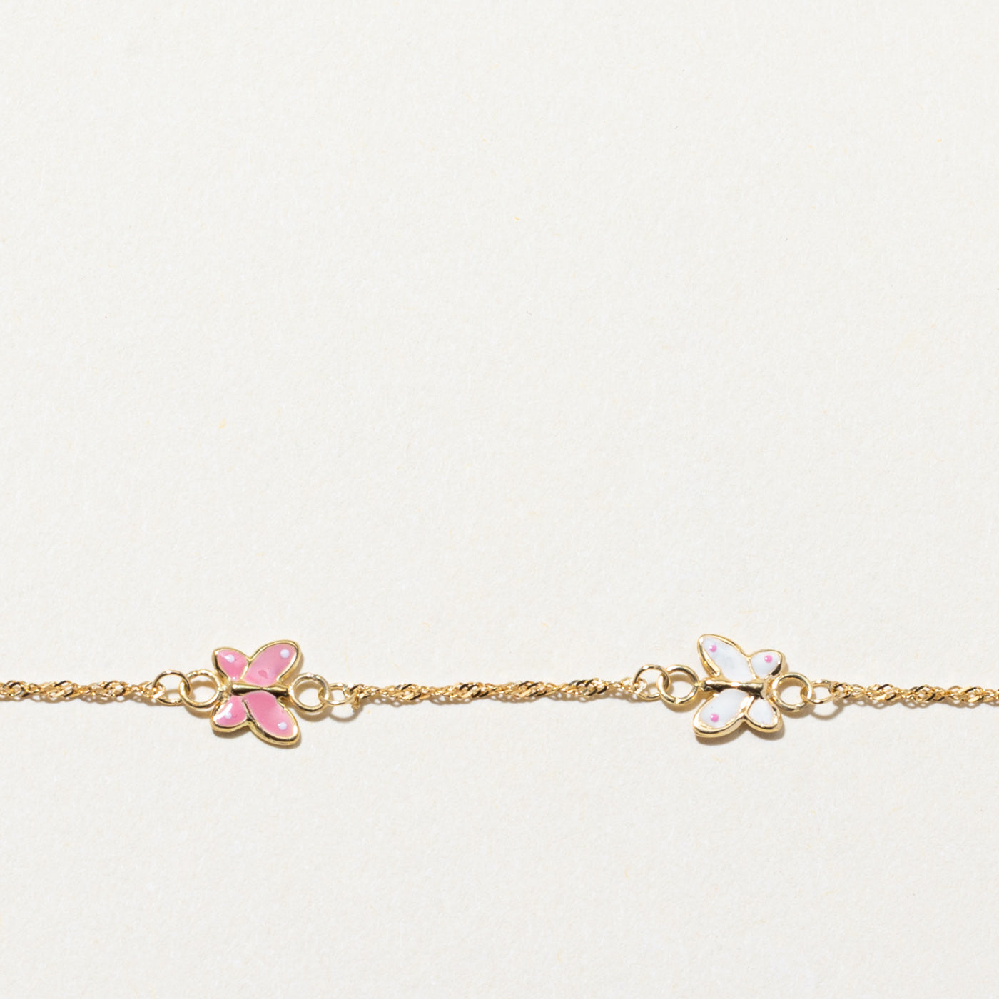 14K Yellow Gold Butterfly Enamel Bracelet | 6"