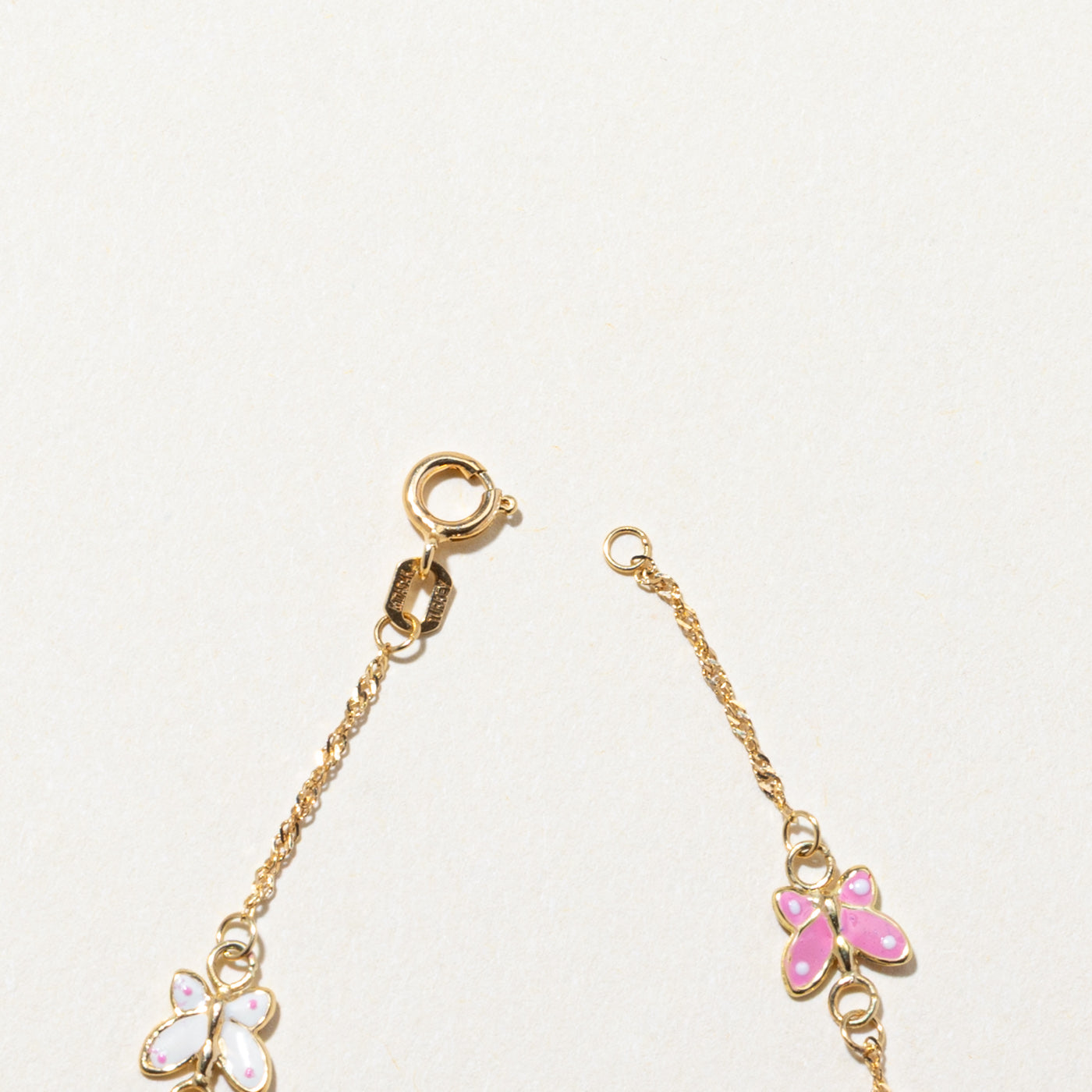 14K Yellow Gold Butterfly Enamel Bracelet | 6"