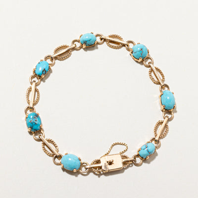 18K Cabochon Turquoise Gemstone Bracelet | 10.00ctw | 7.5