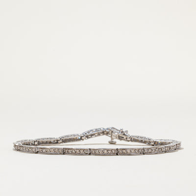 10K Diamond Bar Link Tennis Bracelet | 0.96ctw | 7