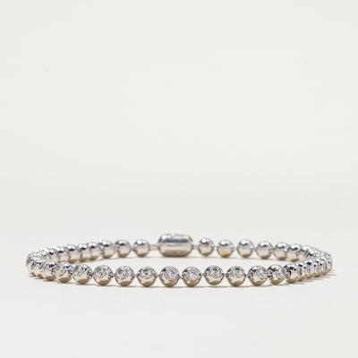 18K Bezel Set Beaded Diamond Tennis Bracelet | 1.61ctw | 7.5