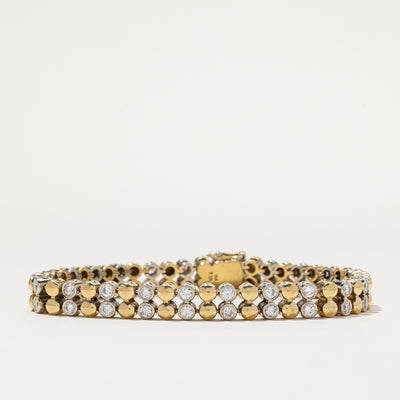 18k Multi Row Bezel Set Diamond Tennis Bracelet | 3.68ctw | 7.75